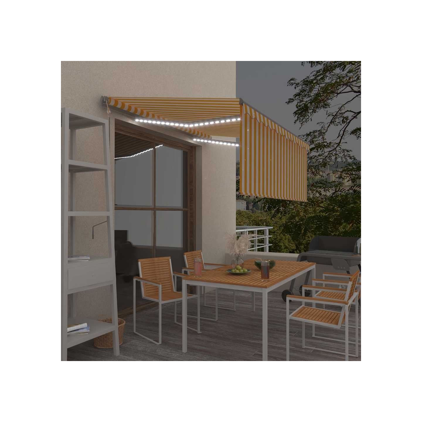 Auvent automatique avec store capteur de vent LED Jaune/blanc