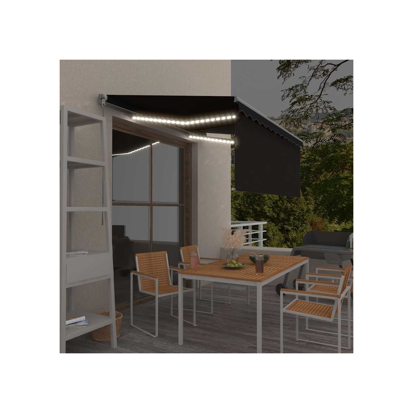 Auvent rétractable manuel avec store LED 3,5x2,5 m Anthracite