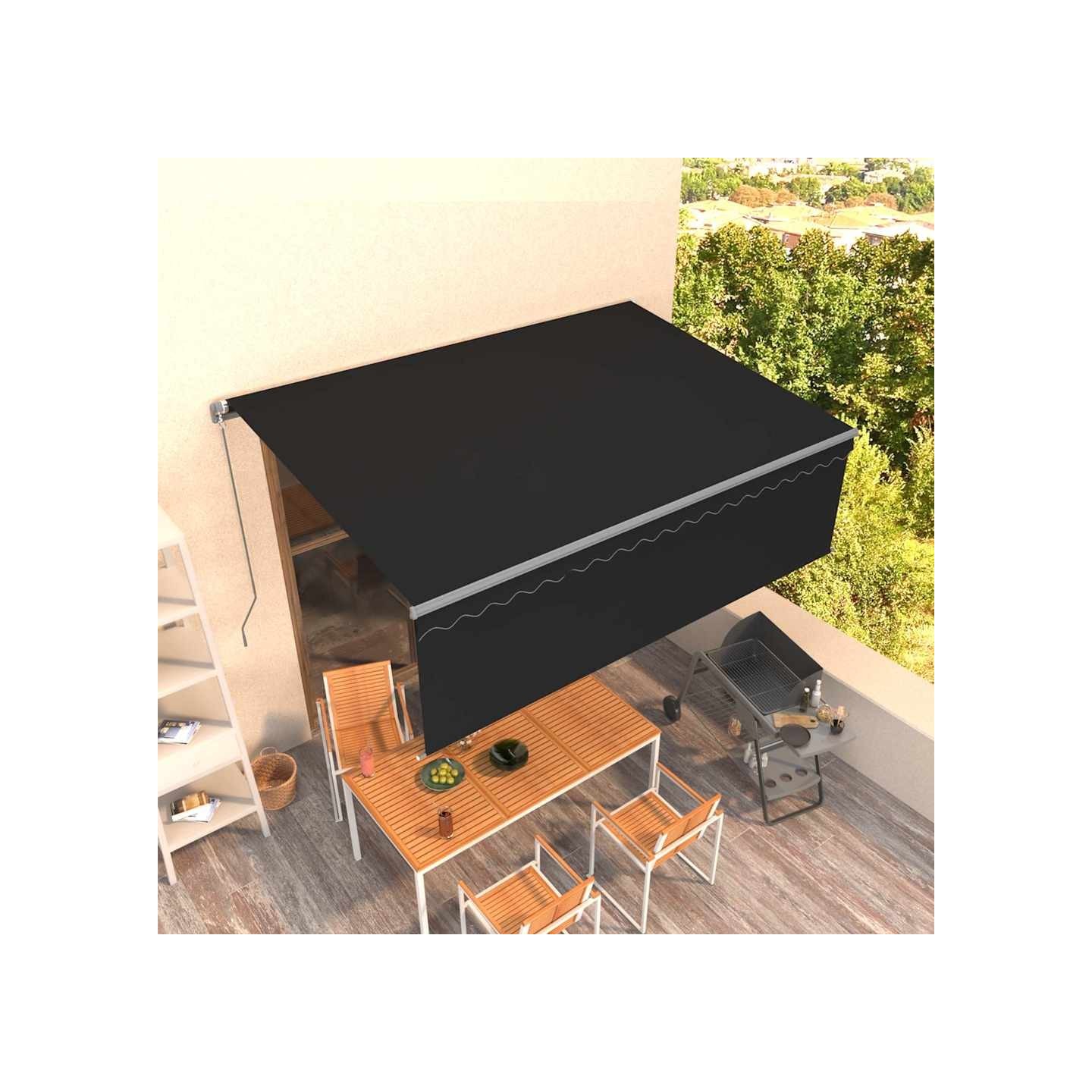 Auvent manuel rétractable avec store 4x3 m Anthracite