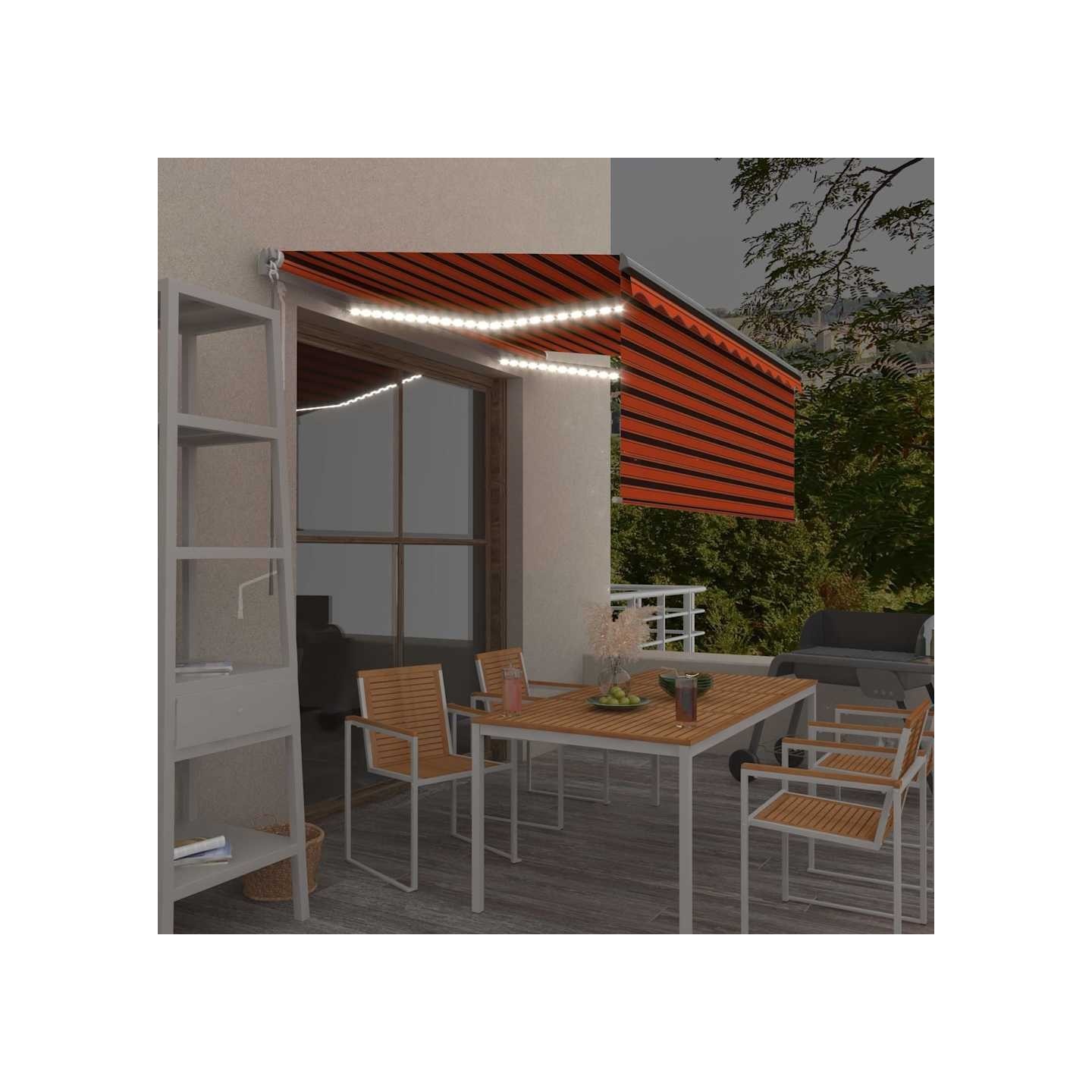 Auvent rétractable manuel store LED 3,5x2,5 m Orange et marron