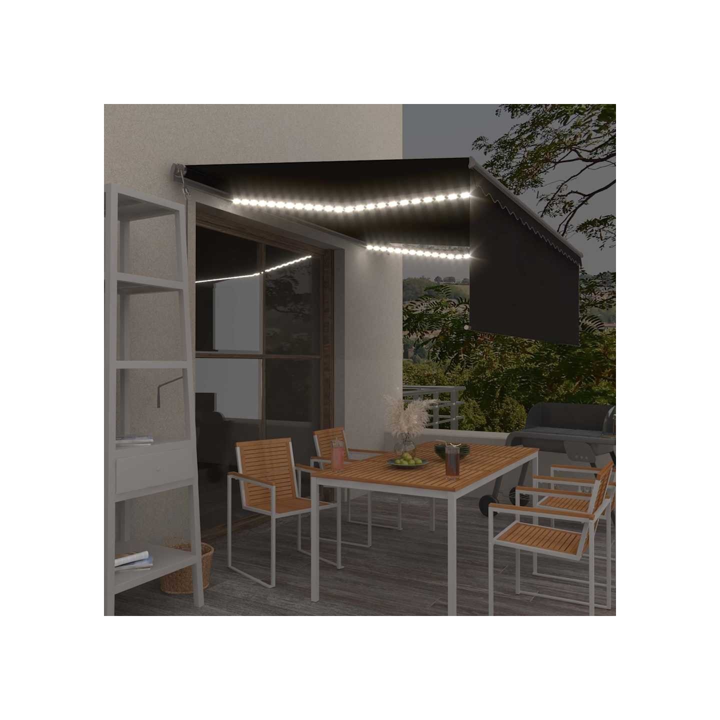 Auvent automatique store capteur de vent LED 4,5x3 m Anthracite