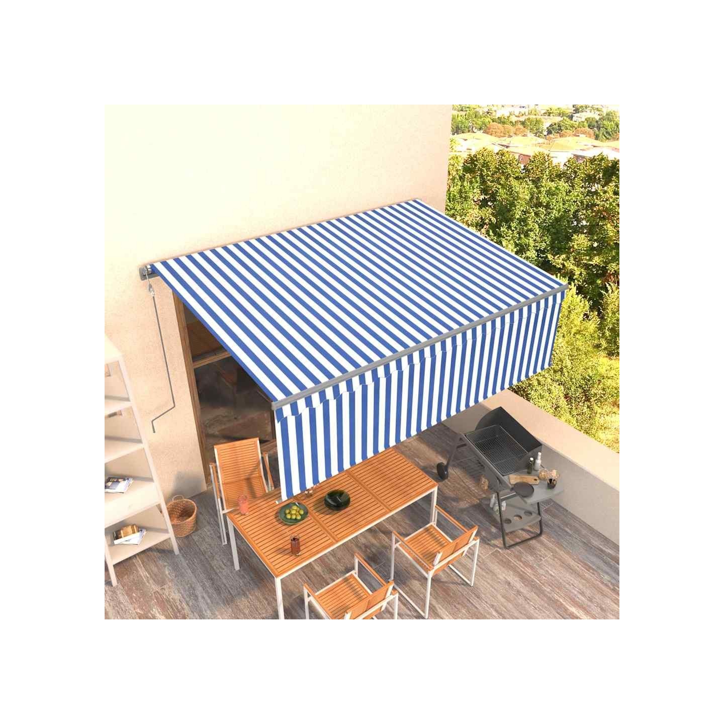 Auvent automatique rétractable avec store 4x3 m Bleu et blanc