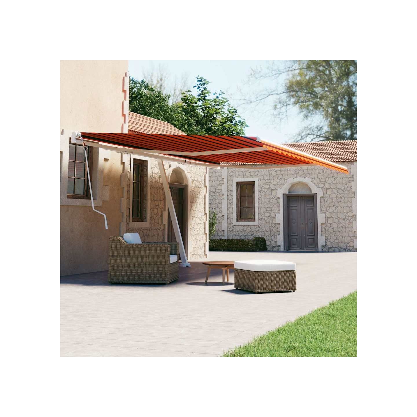 Auvent manuel rétractable sur pied 600x300 cm Orange et marron