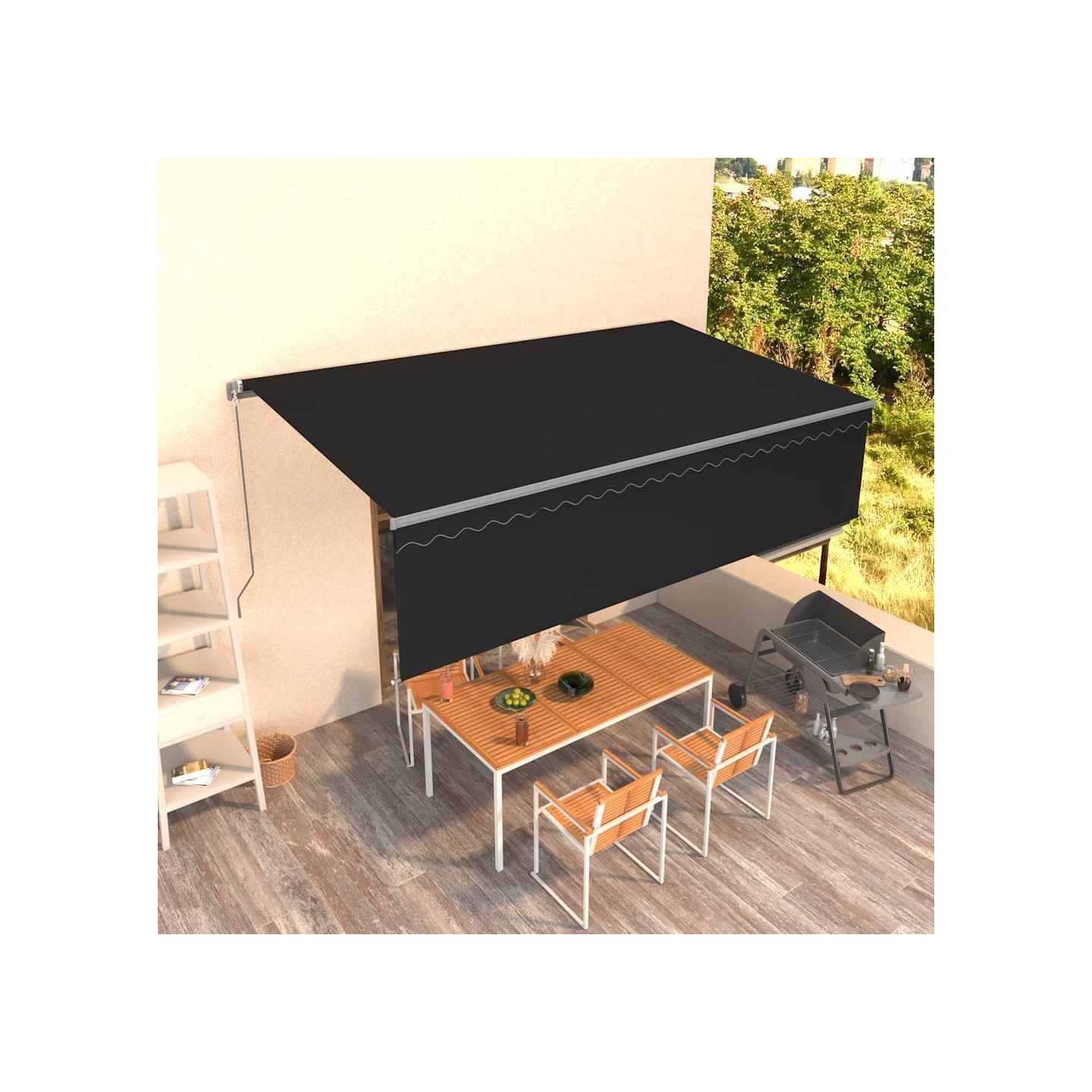 Auvent rétractable manuel avec store 5x3 m Anthracite