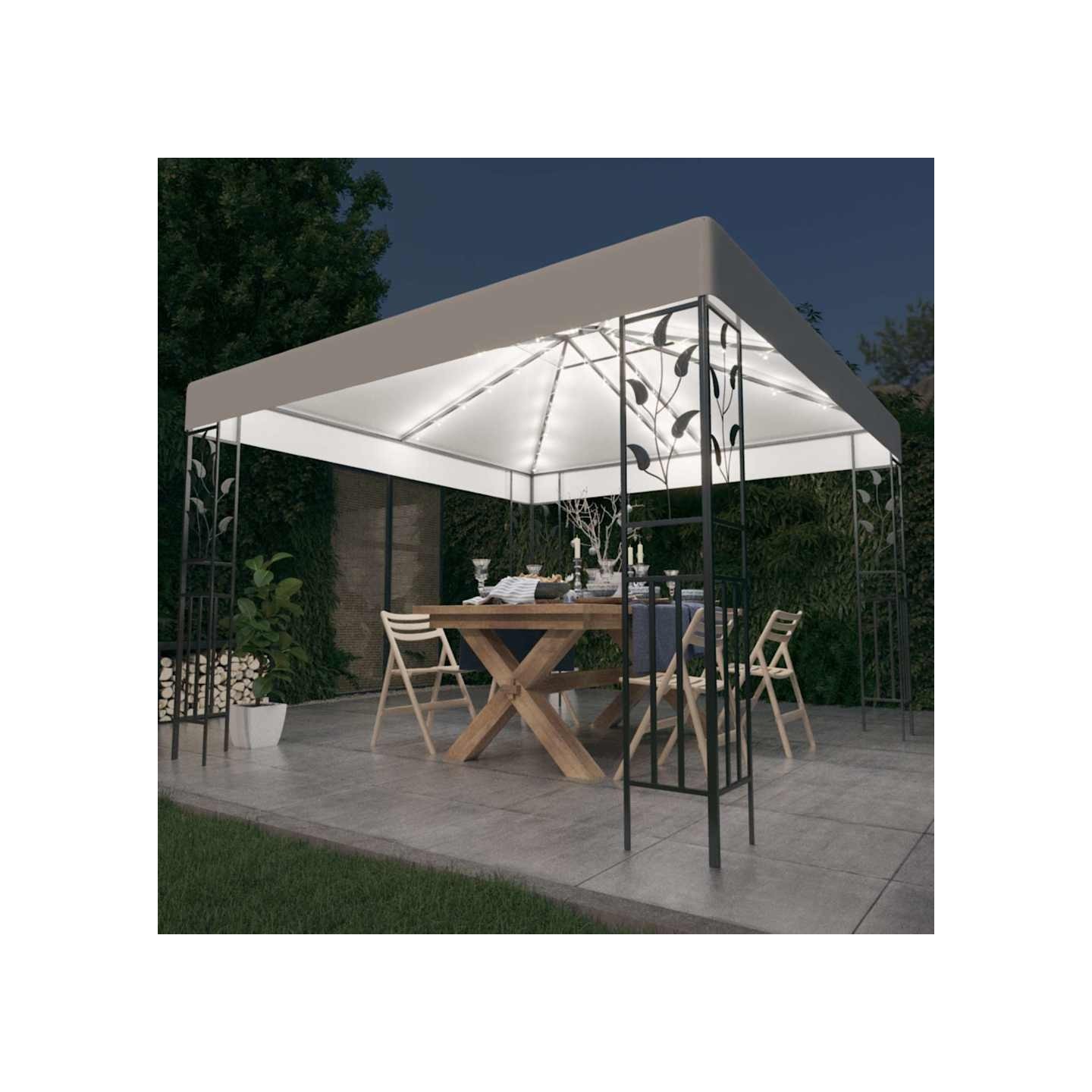 Tonnelle avec guirlande lumineuse à LED 3x3 m Blanc