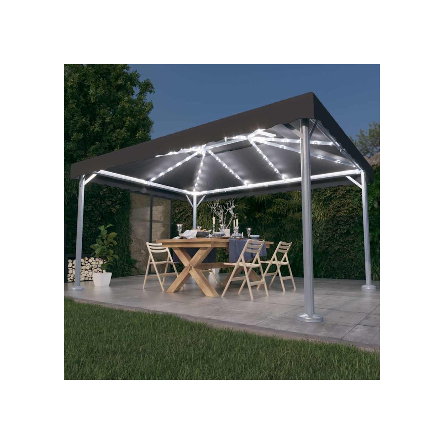 Tonnelle et guirlande lumineuse à LED 4x3m Anthracite Aluminium