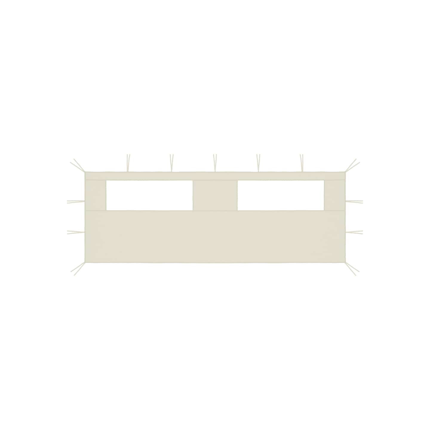 Paroi latérale de belvédère avec fenêtres 6x2 m Crème