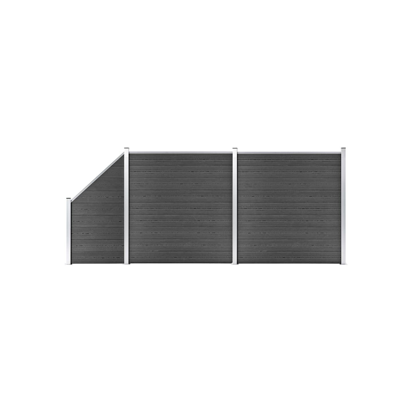 Ensemble de panneau de clôture WPC 446x(105-186) cm Noir