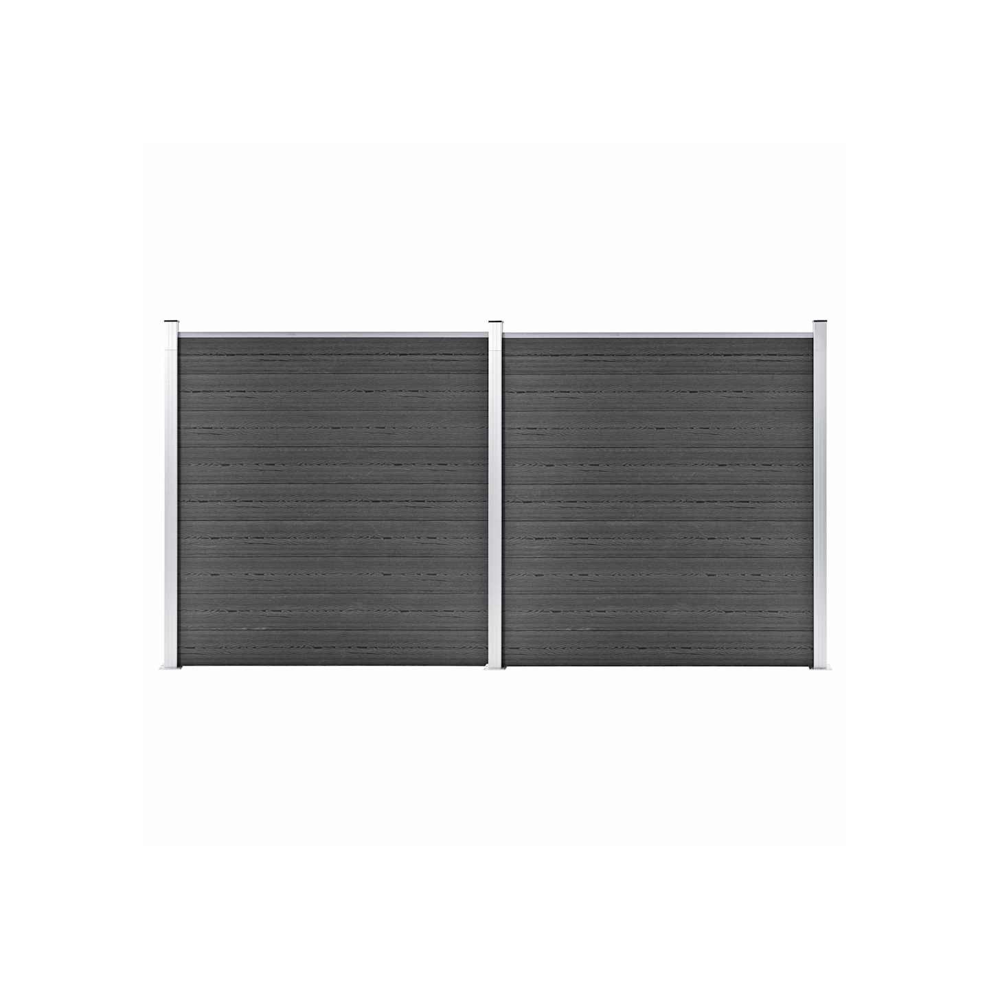 Ensemble de panneau de clôture WPC 353x186 cm Noir