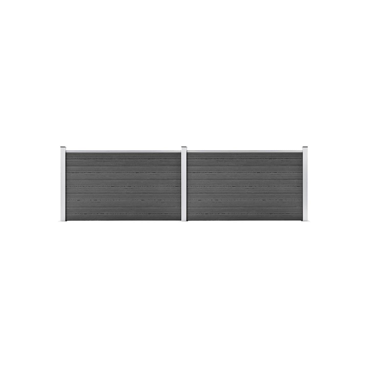 Ensemble de panneau de clôture WPC 353x105 cm Noir