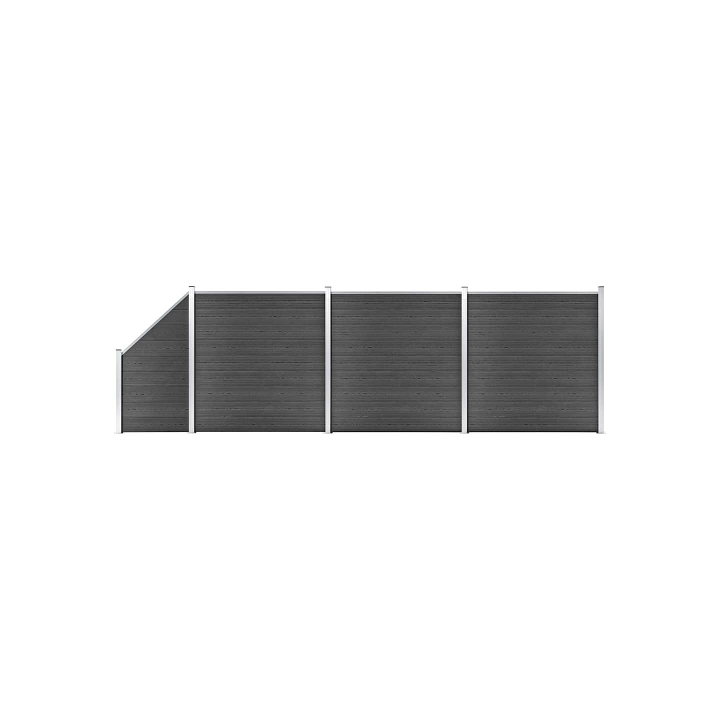 Ensemble de panneau de clôture WPC 619x(105-186) cm Noir