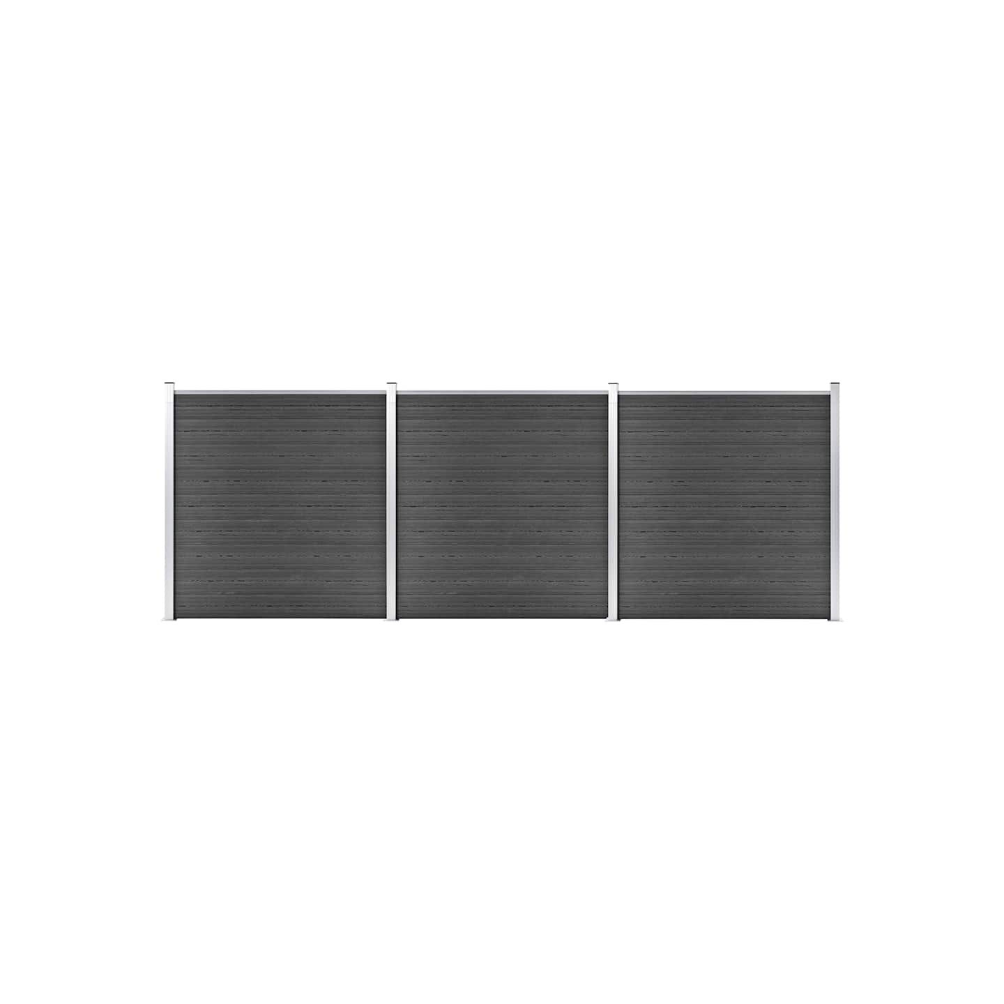 Ensemble de panneau de clôture WPC 526x186 cm Noir