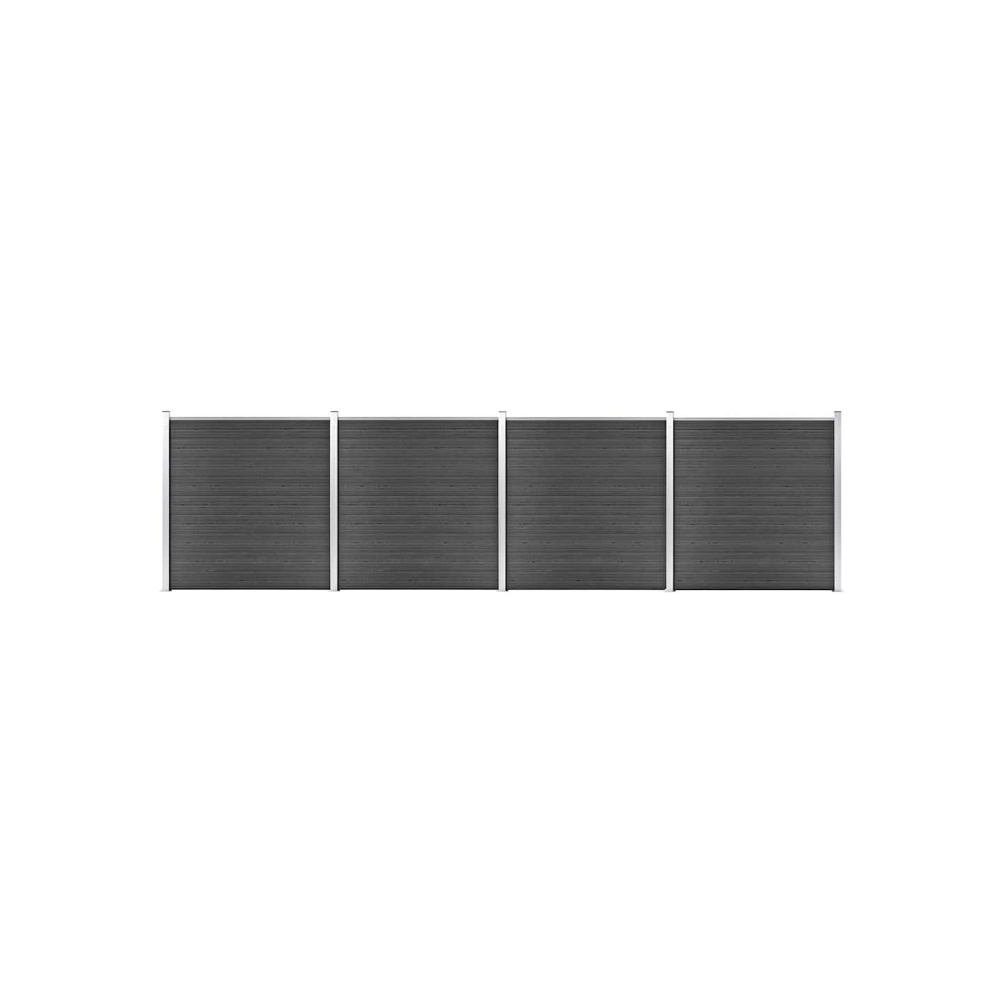 Ensemble de panneau de clôture WPC 699x186 cm Noir