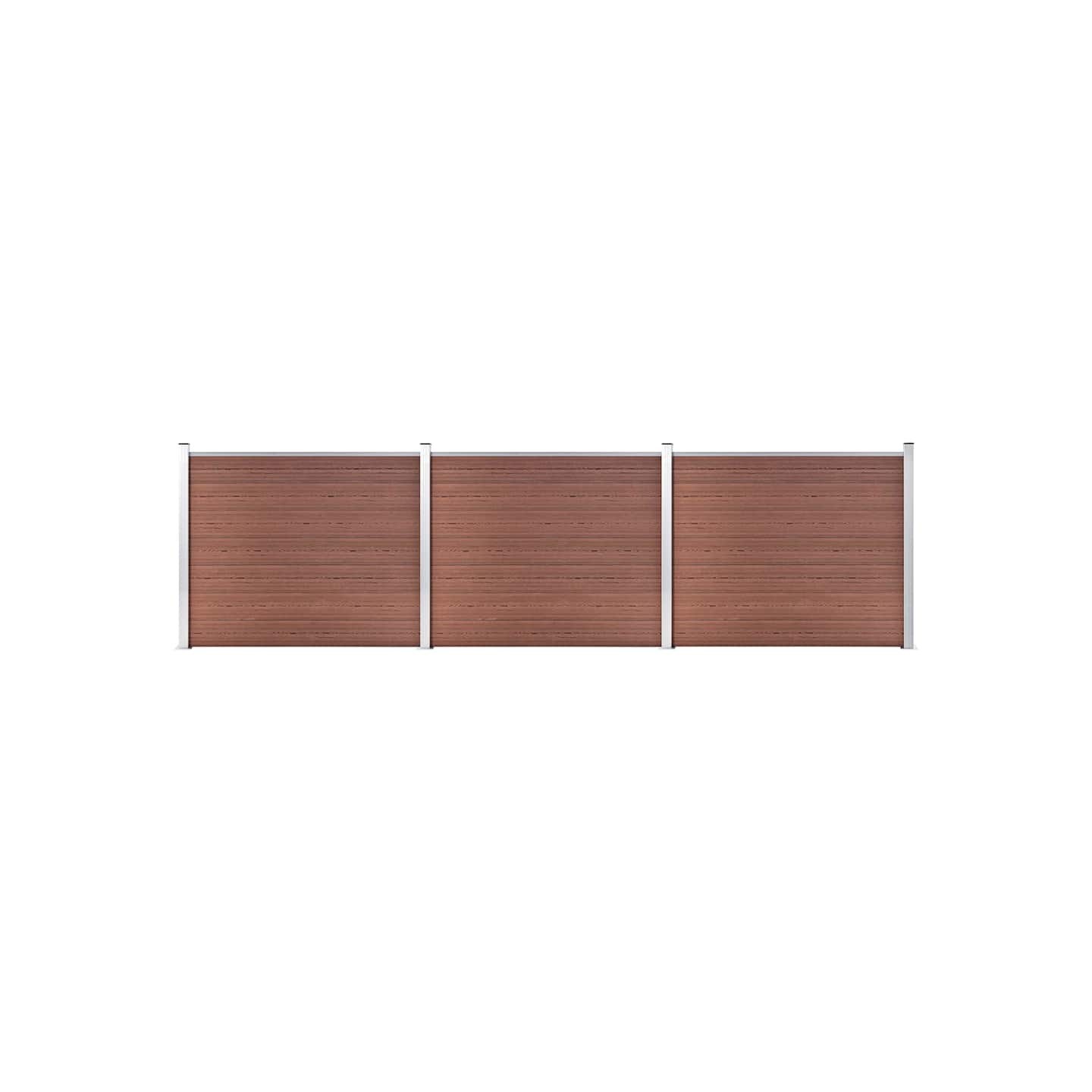 Ensemble de panneau de clôture WPC 526x146 cm Marron