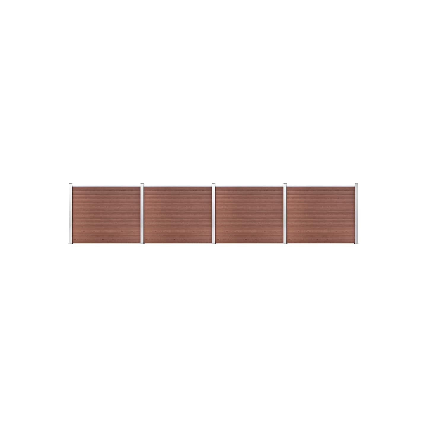 Ensemble de panneau de clôture WPC 699x146 cm Marron