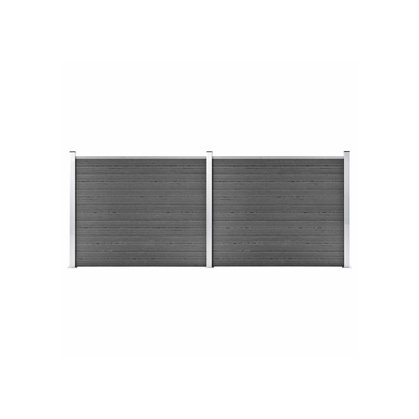 Ensemble de panneau de clôture WPC 353x146 cm Noir