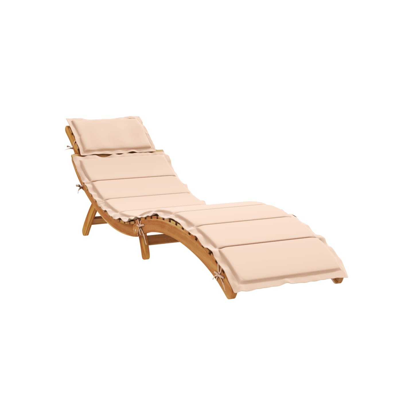 Chaise longue avec coussin beige bois d'acacia solide