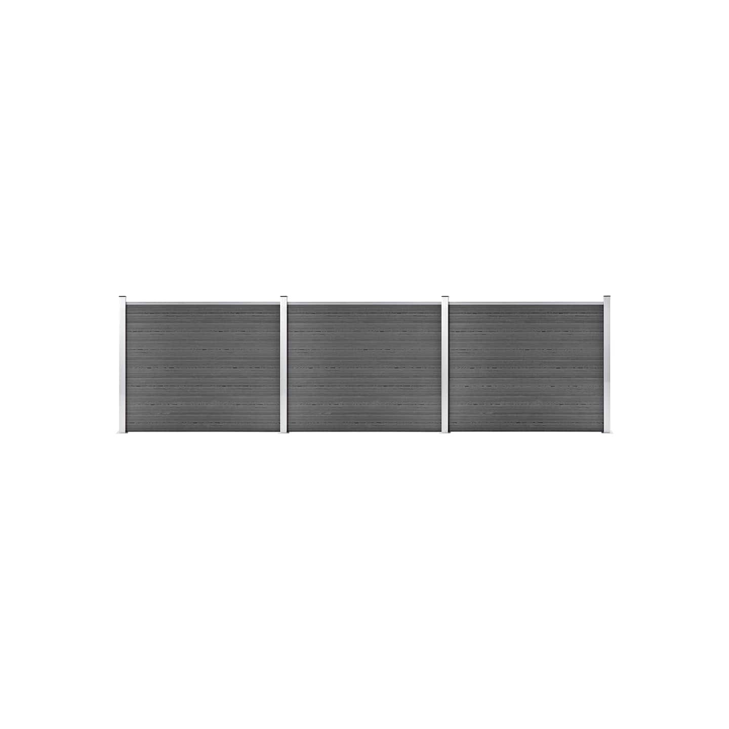 Ensemble de panneau de clôture WPC 526x146 cm Noir