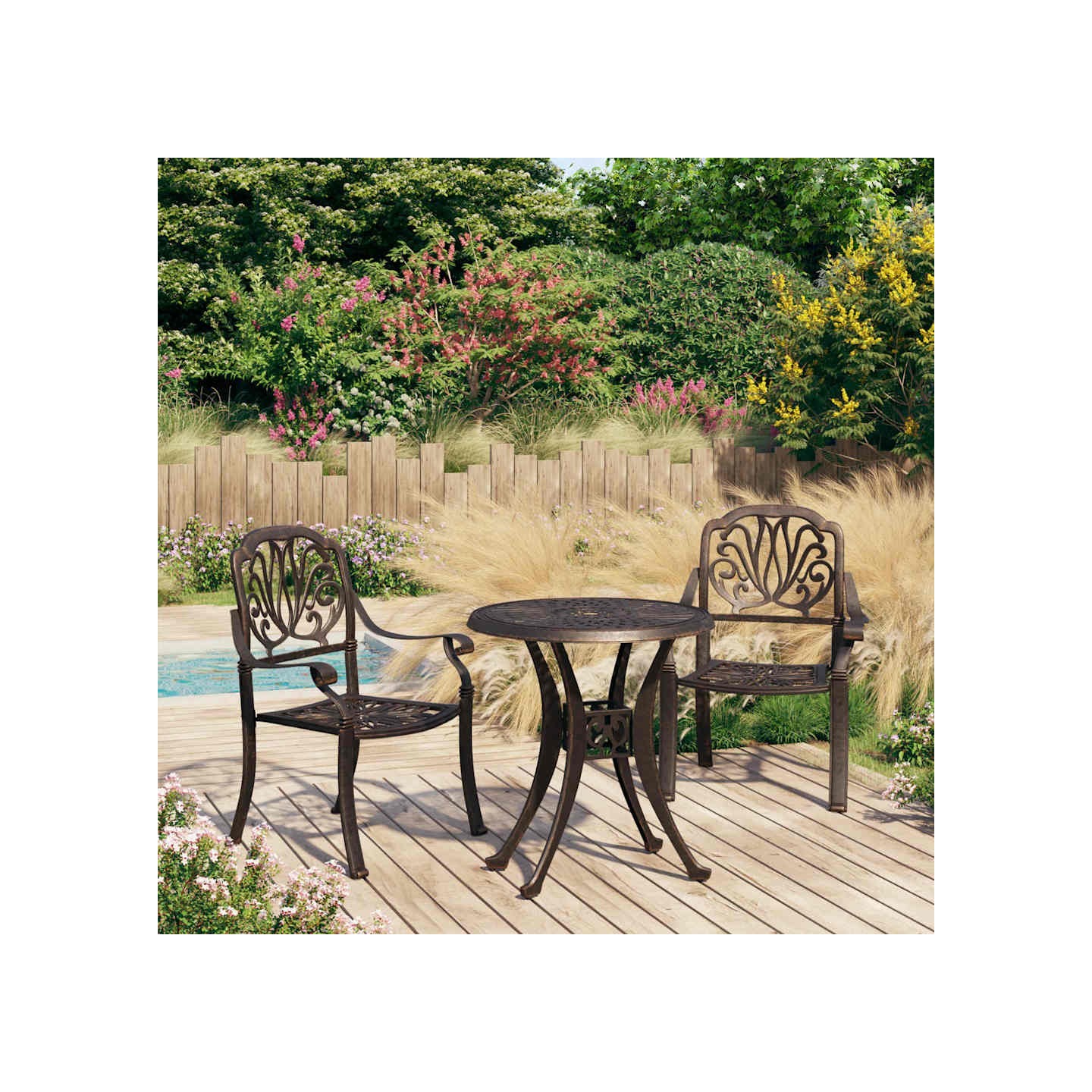 Ensemble de bistro 3 pcs Aluminium coulé Bronze
