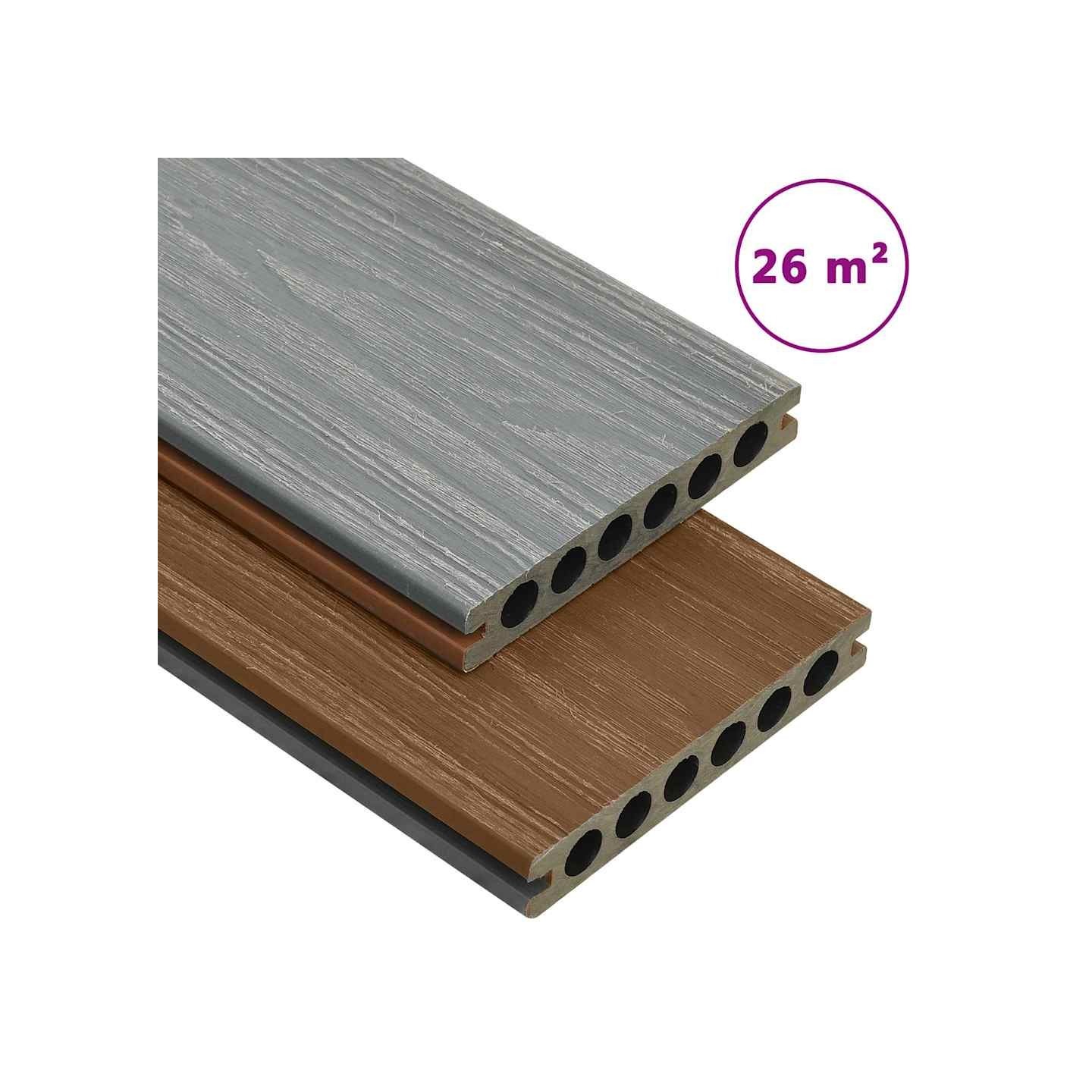 Panneaux de terrasse et accessoires WPC Marron/gris 26 m² 2,2 m