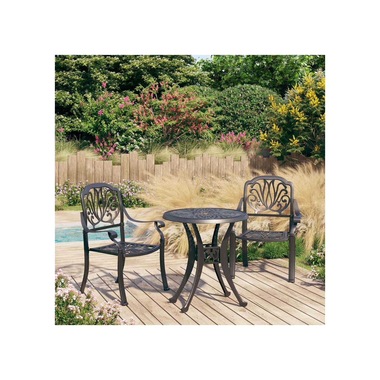 Ensemble de bistro 3 pcs Aluminium coulé Noir