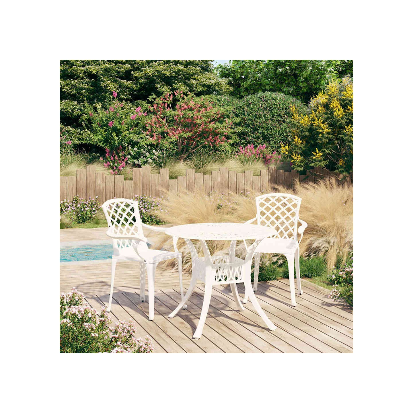 Ensemble de bistro 3 pcs Aluminium coulé Blanc