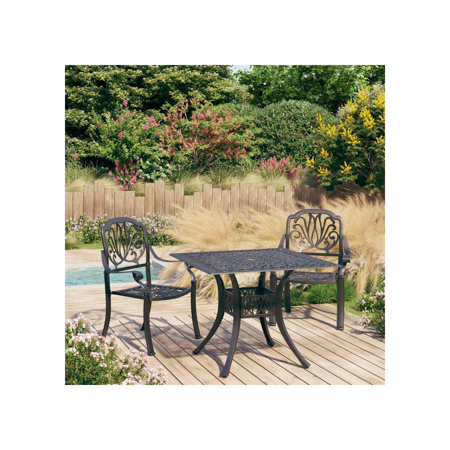 Ensemble de bistro 3 pcs Aluminium coulé Noir