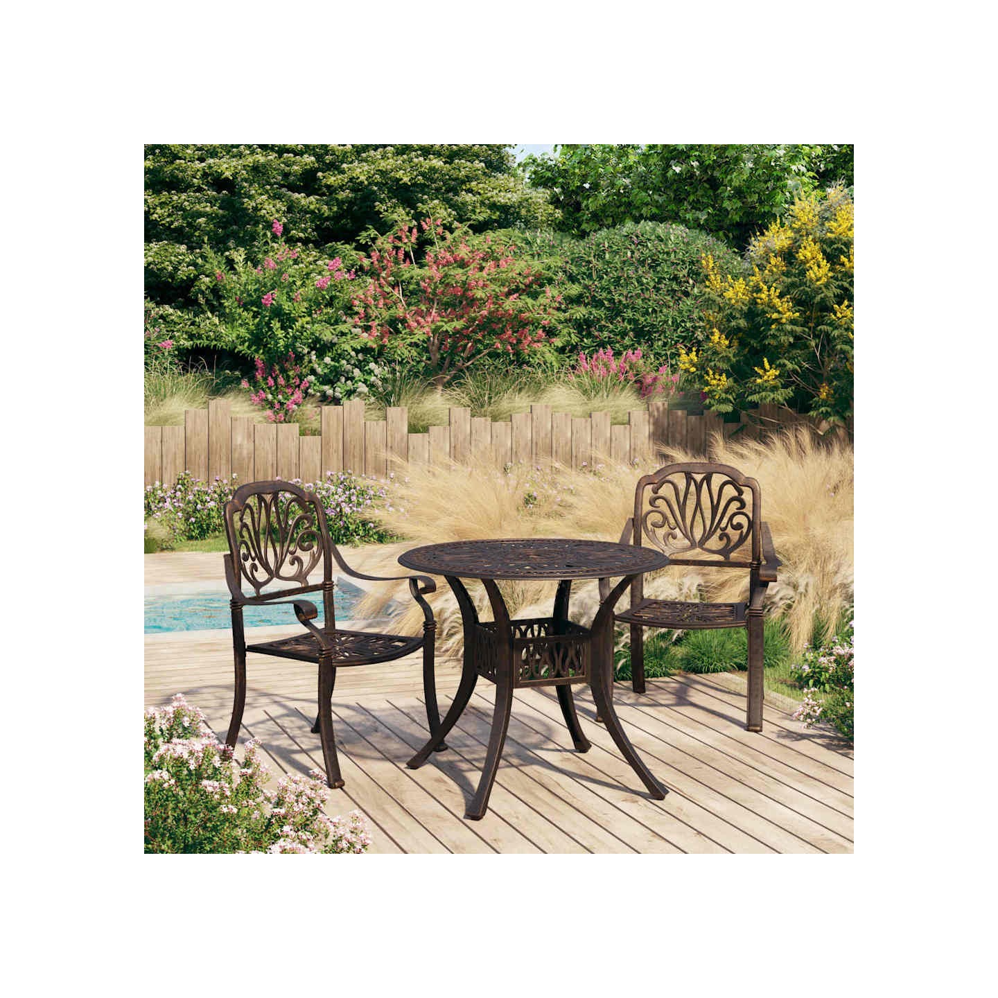 Ensemble de bistro 3 pcs Aluminium coulé Bronze