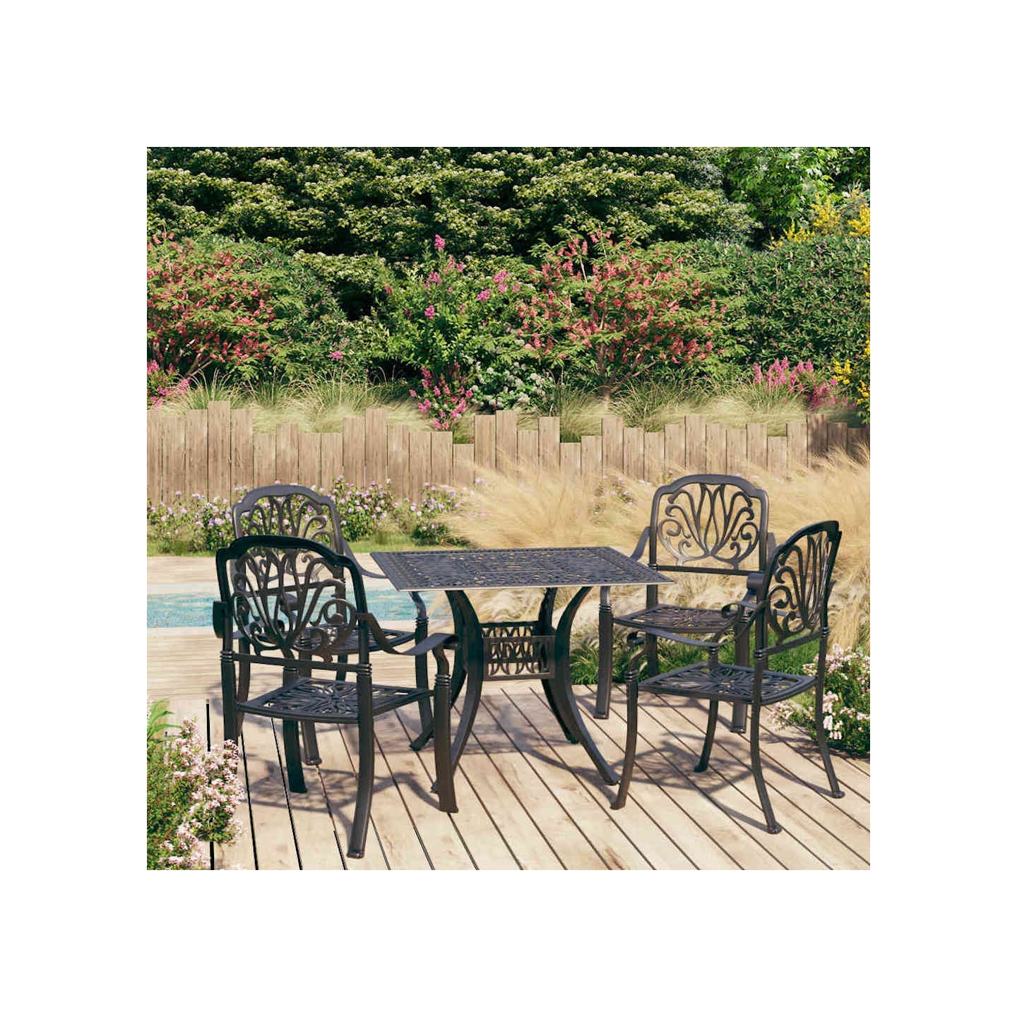 Ensemble de bistro 5 pcs Aluminium coulé Noir