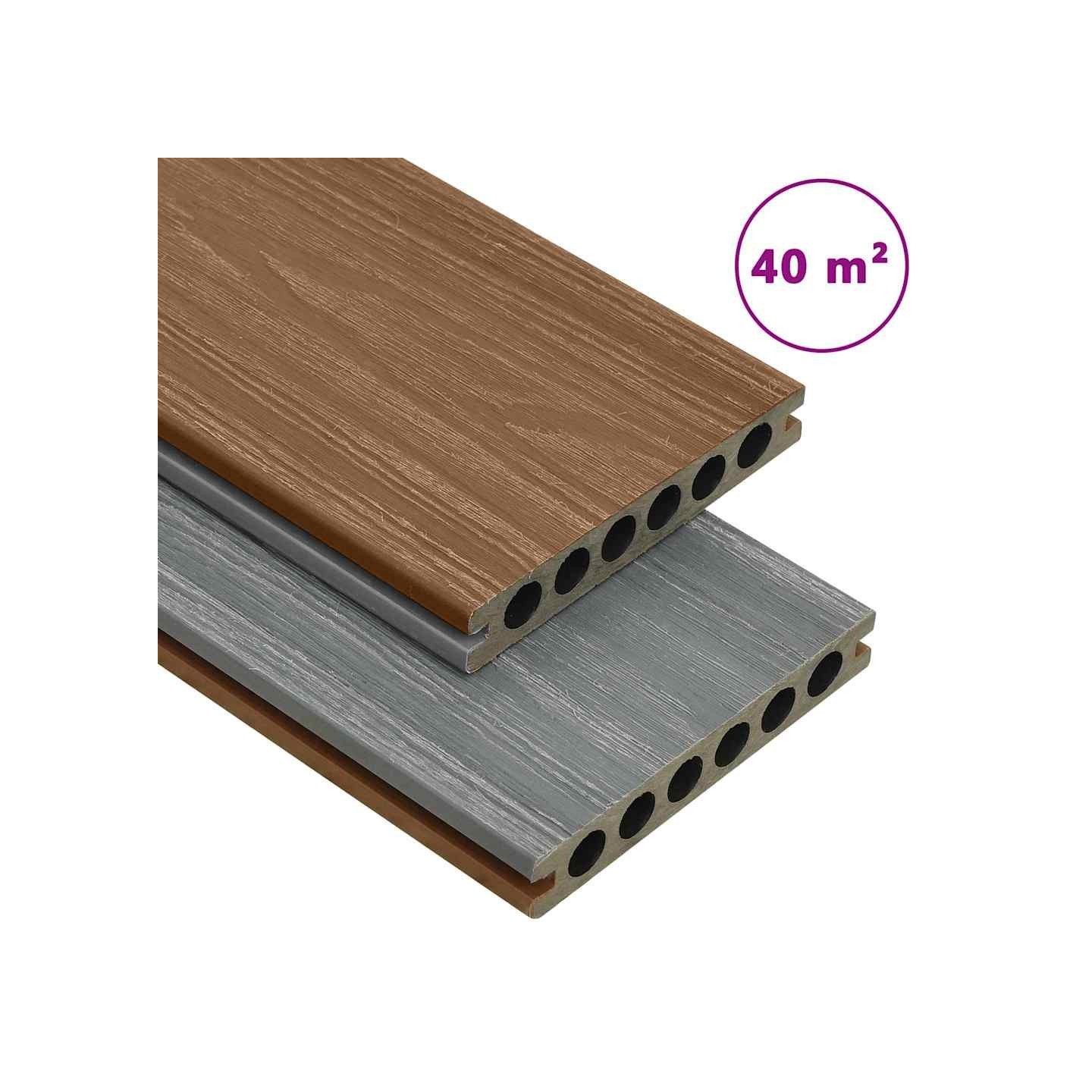 Panneaux de terrasse et accessoires WPC Marron/gris 40 m² 4 m