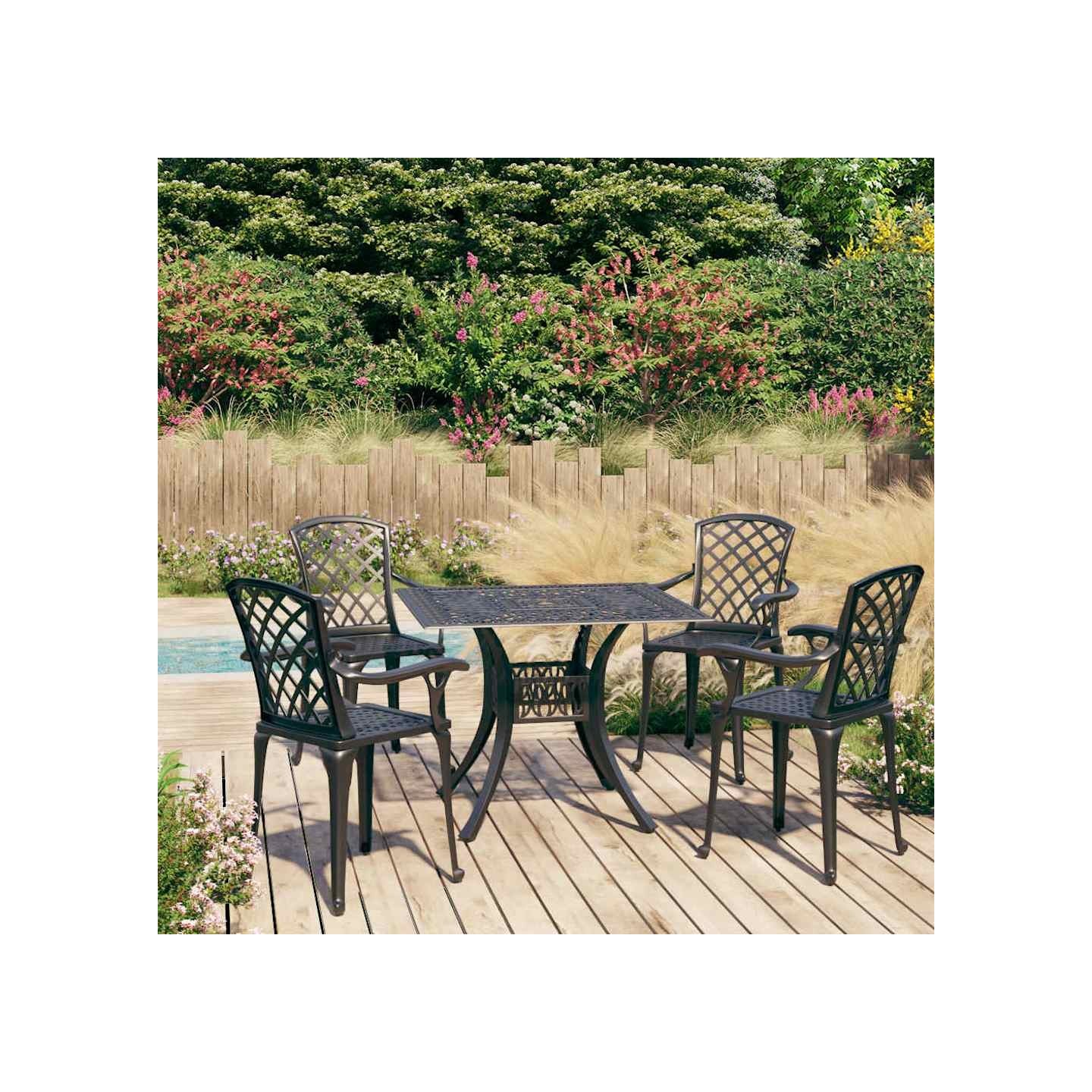 Ensemble de bistro 5 pcs Aluminium coulé Noir