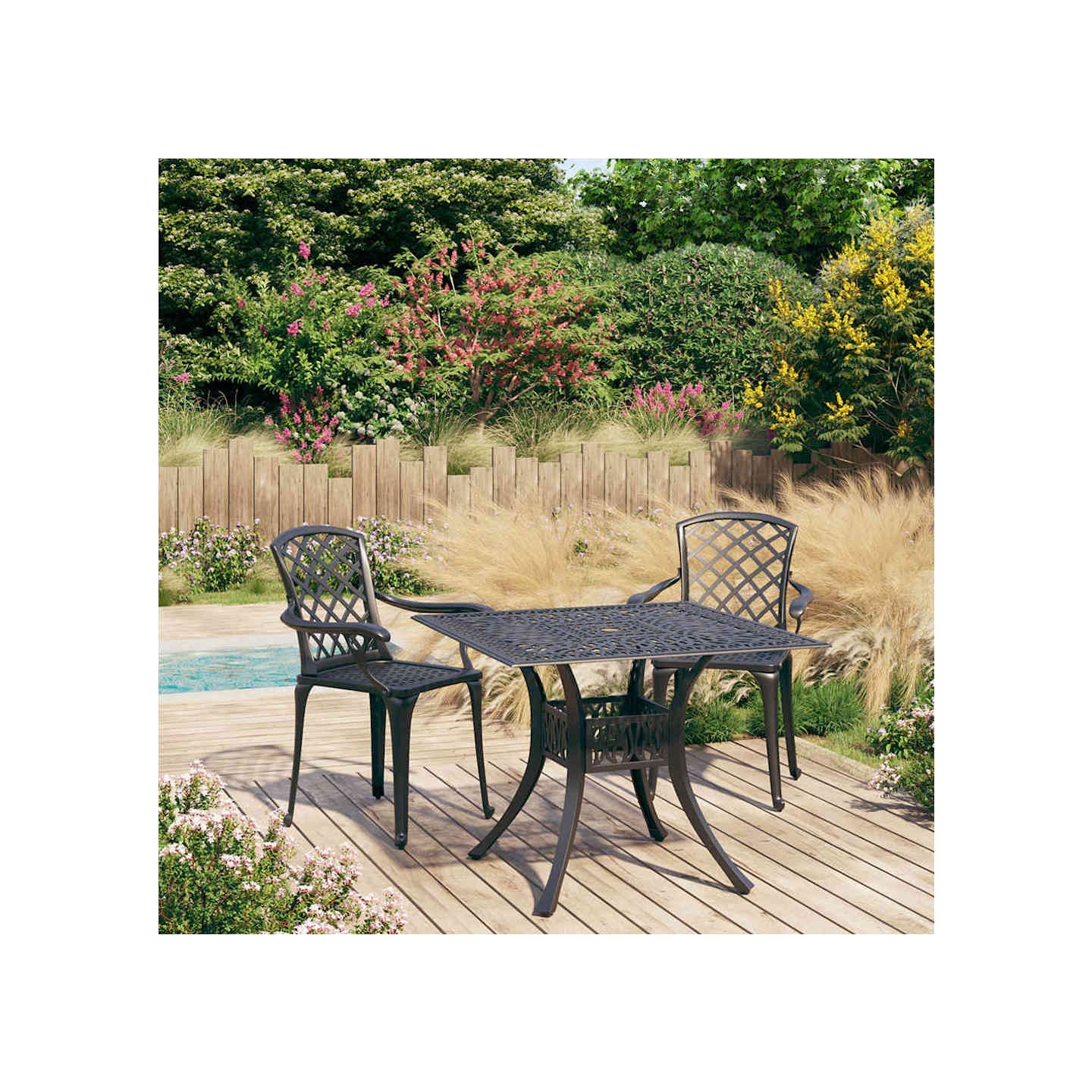 Ensemble de bistro 3 pcs Aluminium coulé Noir