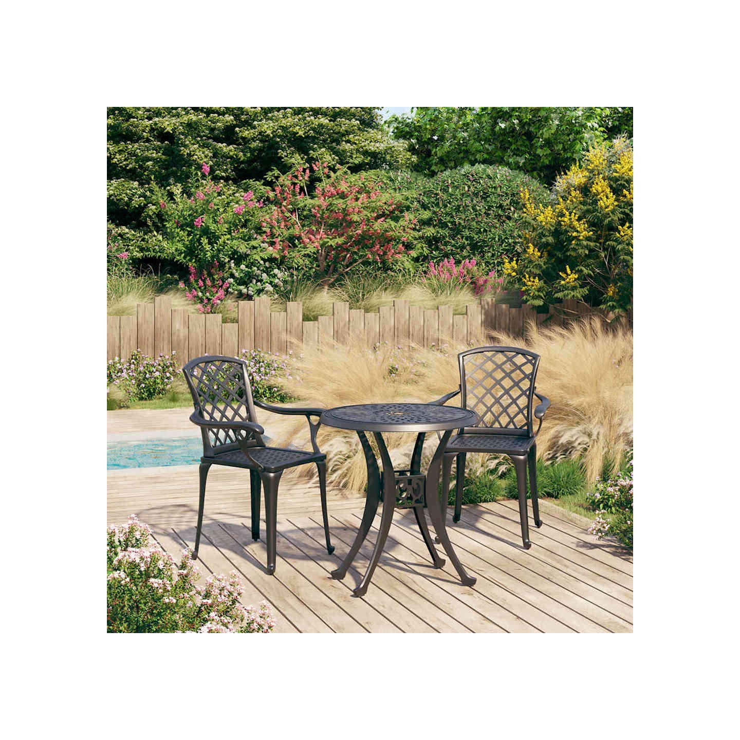 Ensemble de bistro 3 pcs Aluminium coulé Noir