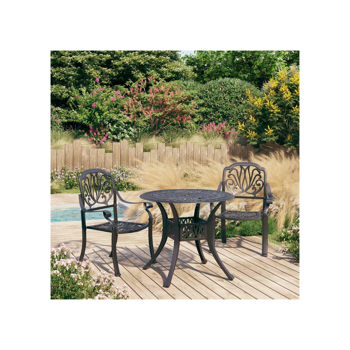 Ensemble de bistro 3 pcs Aluminium coulé Noir