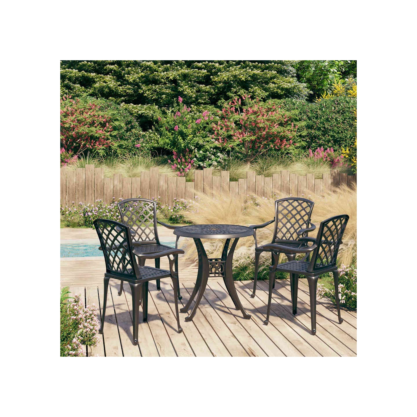 Ensemble de bistro 5 pcs Aluminium coulé Noir