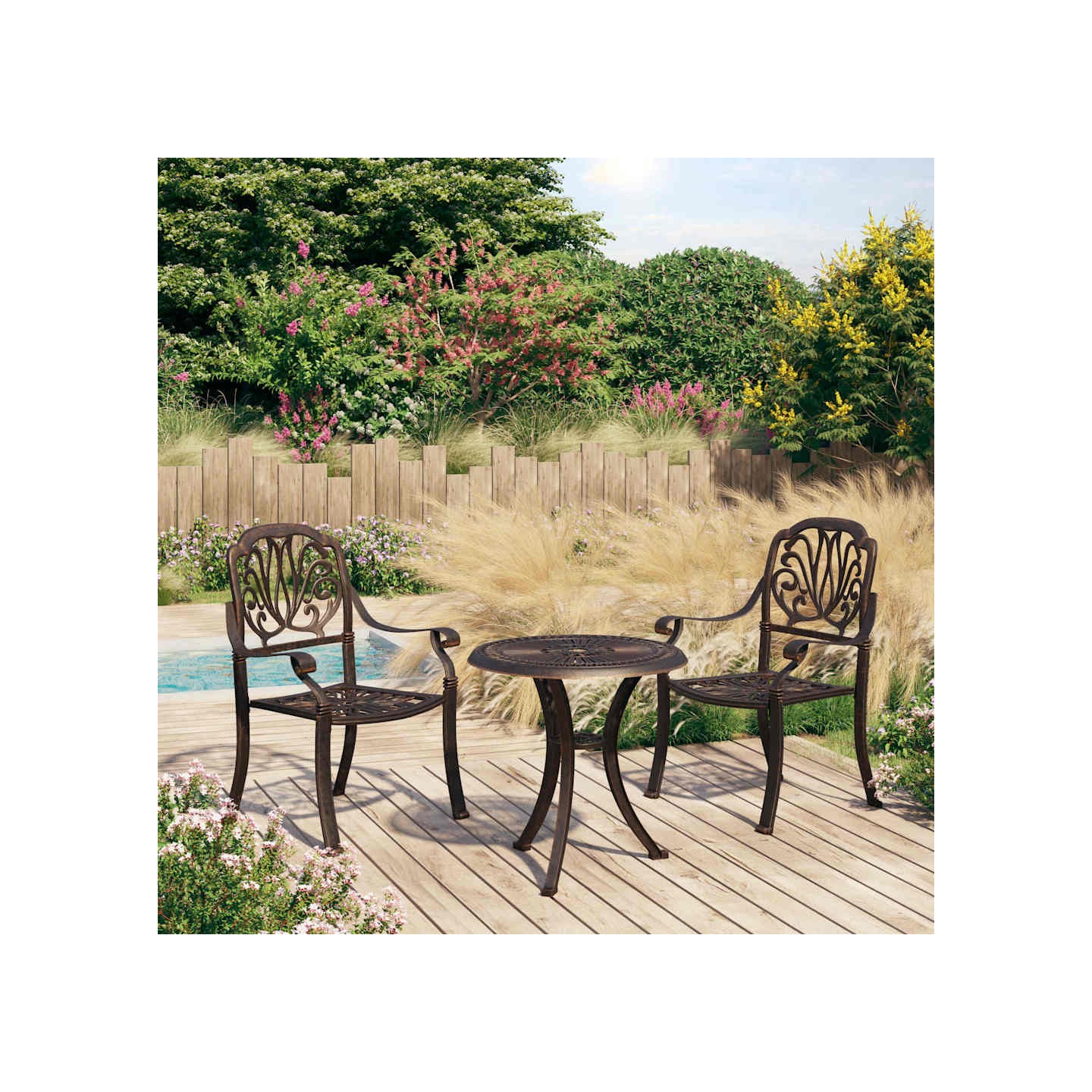 Ensemble de bistro 3 pcs Aluminium coulé Bronze