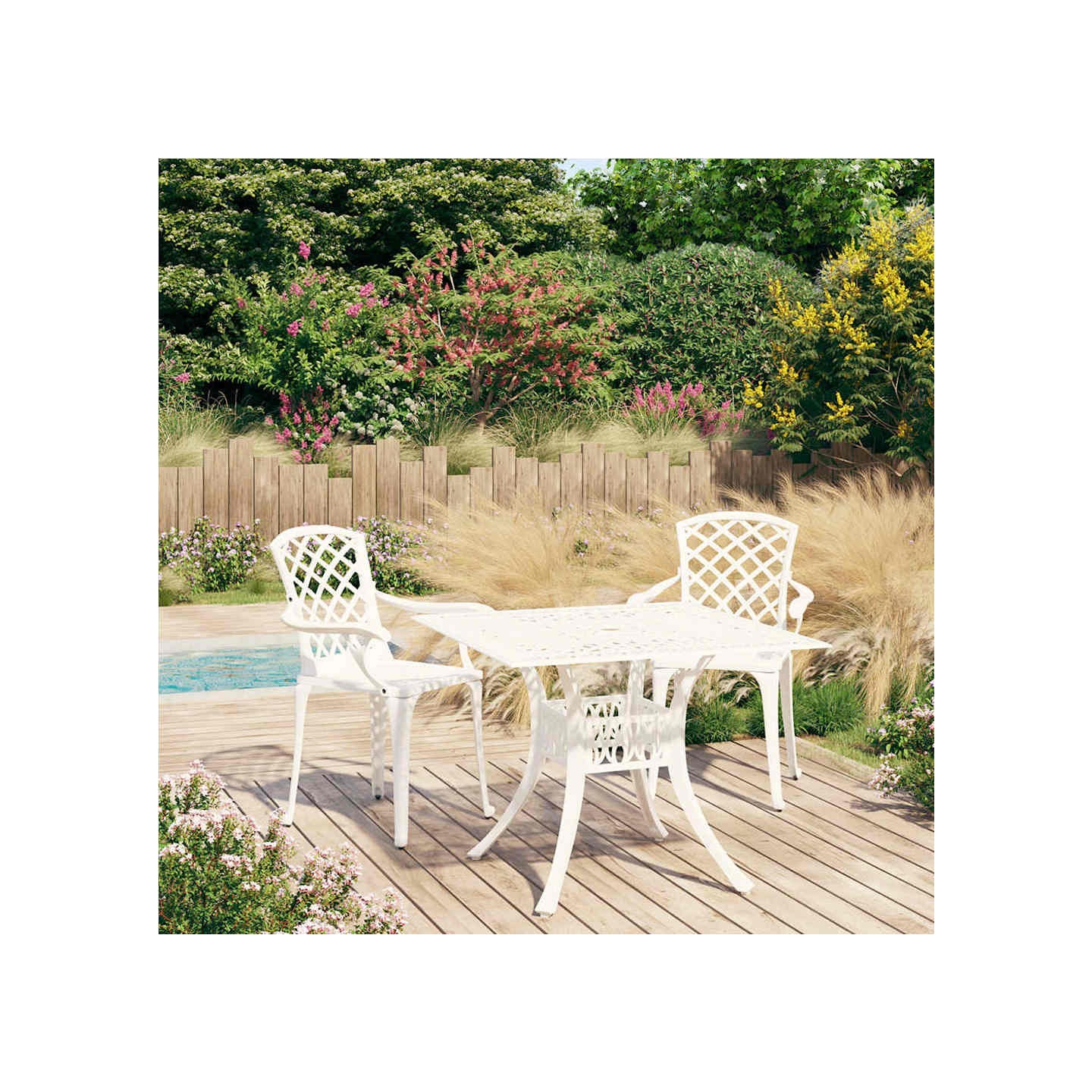 Ensemble de bistro 3 pcs Aluminium coulé Blanc