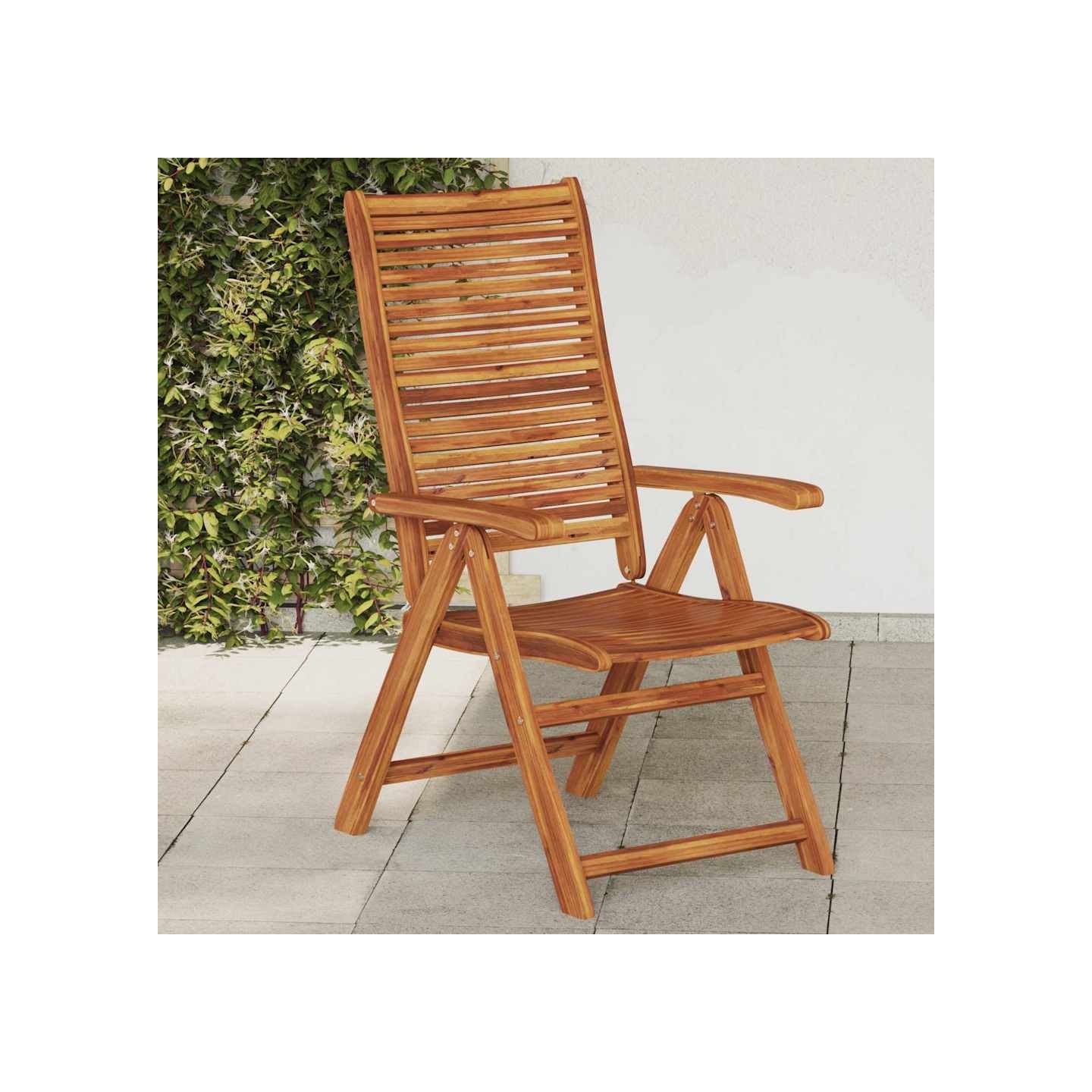 Fauteuils pliants inclinables, lot de 2, en bois d'acacia massif