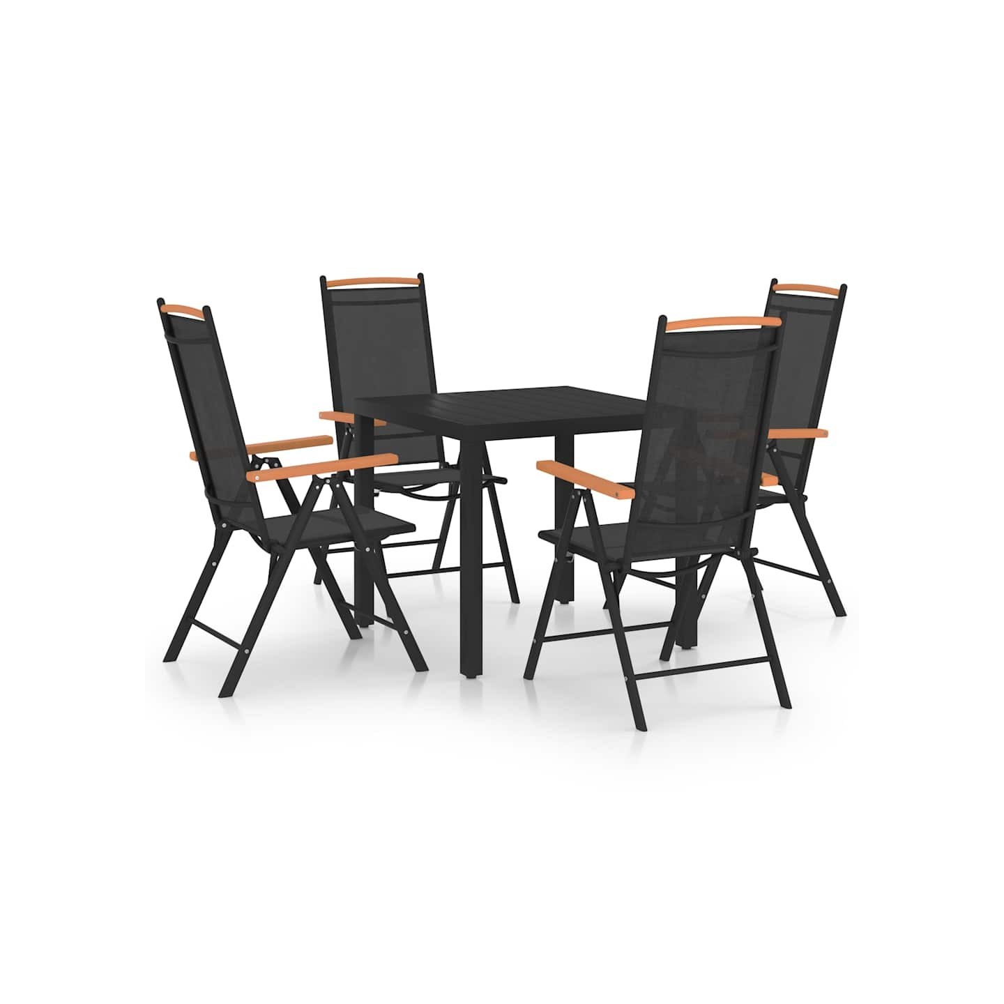 Ensemble à manger de jardin 5 pcs aluminium noir