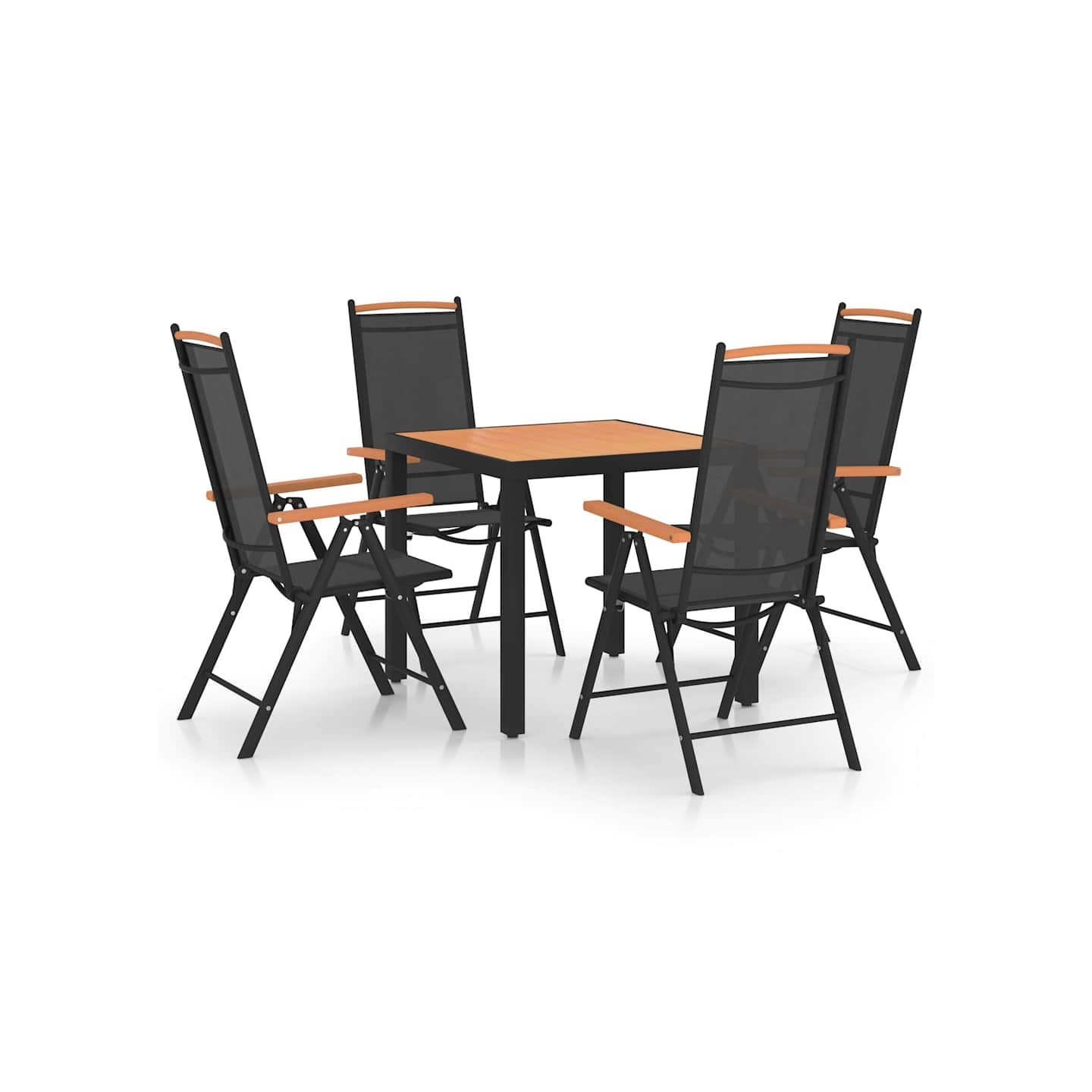 Ensemble à manger de jardin 5 pcs aluminium noir