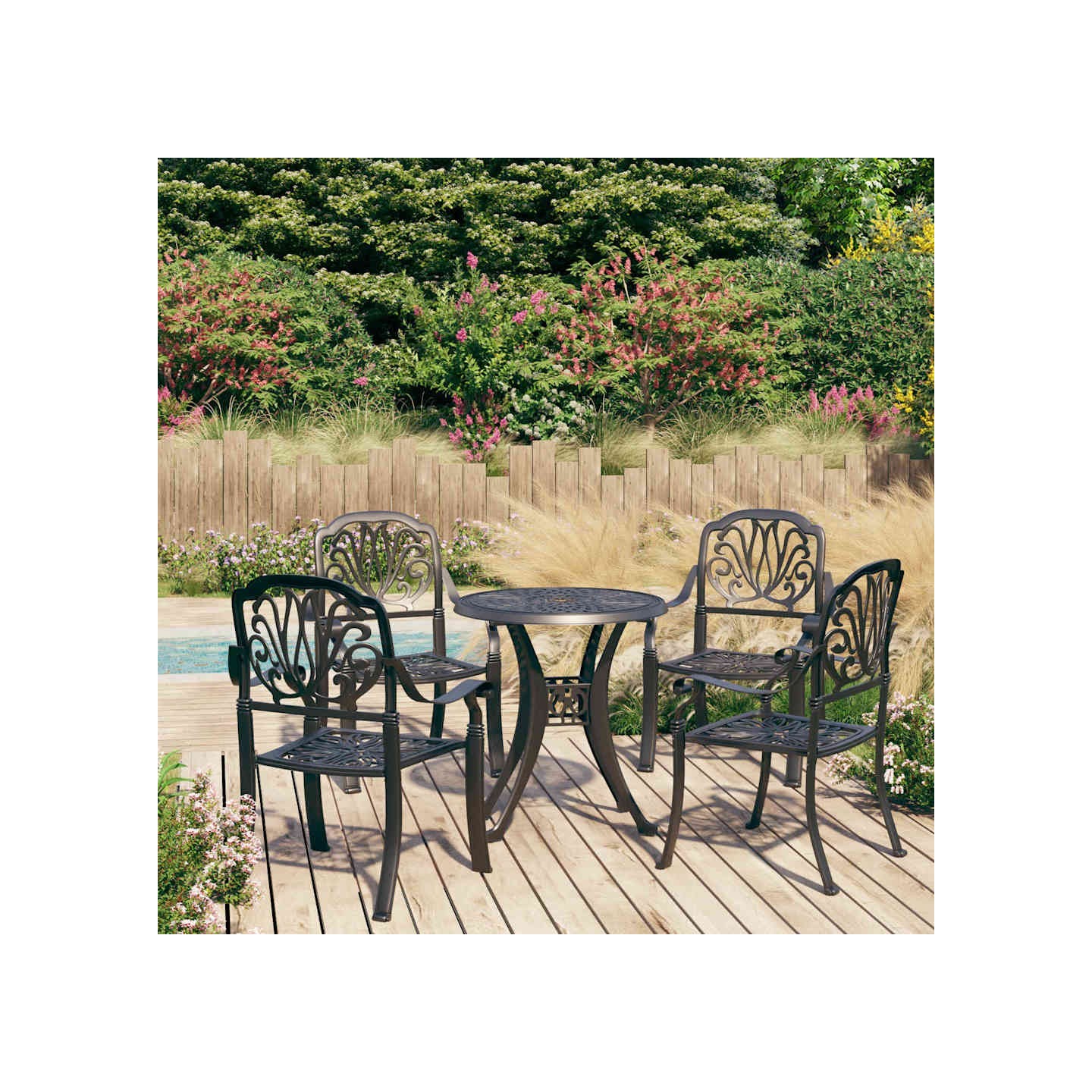Ensemble de bistro 5 pcs Aluminium coulé Noir