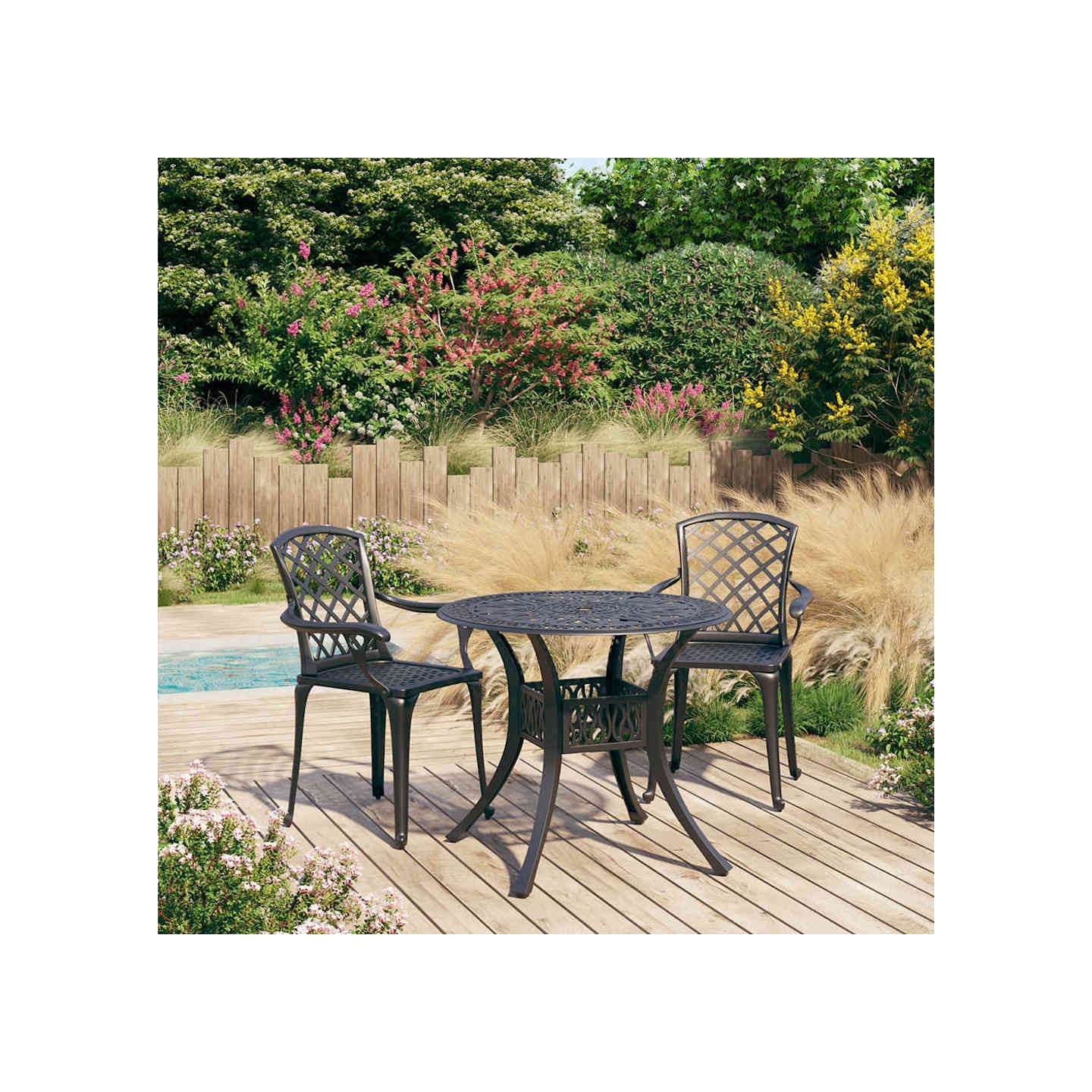 Ensemble de bistro 3 pcs Aluminium coulé Noir