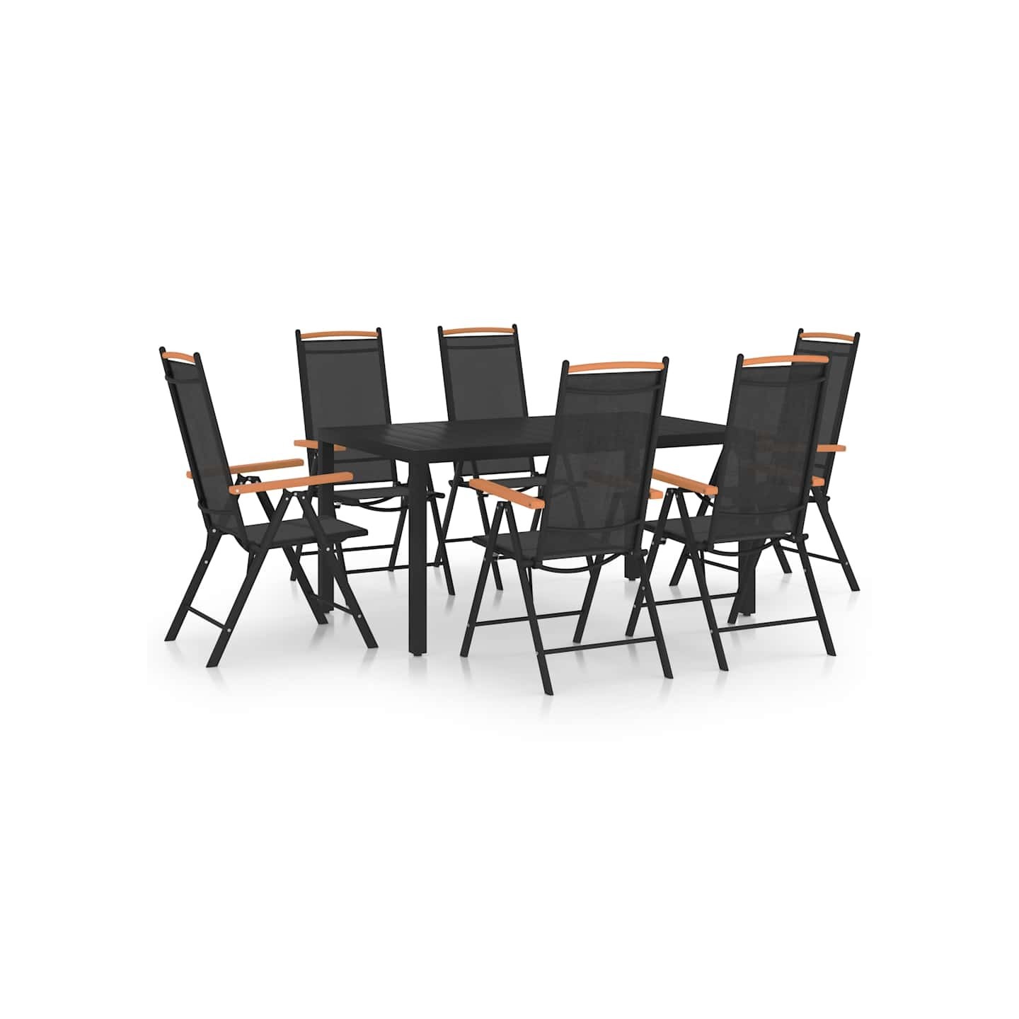 Ensemble à manger de jardin 7 pcs Aluminium Noir