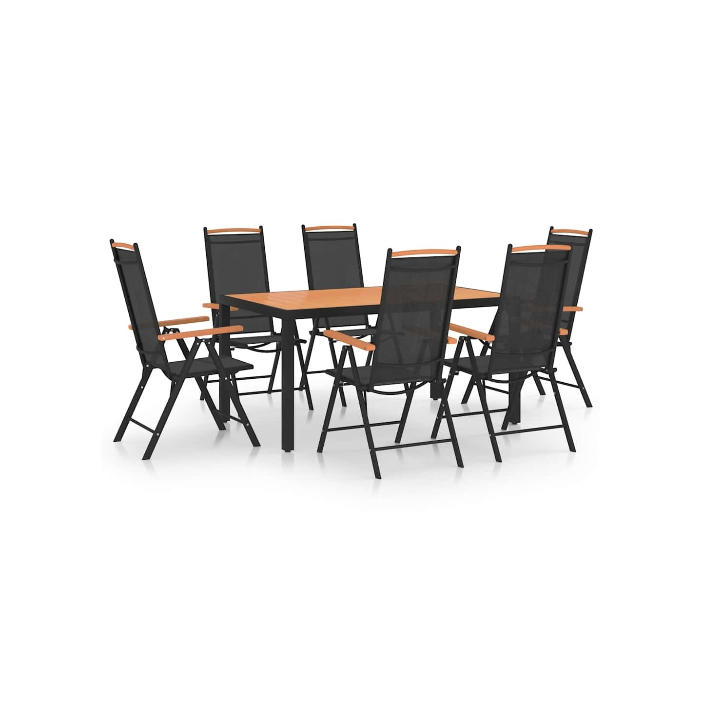 Ensemble à manger de jardin 7 pcs Aluminium Noir