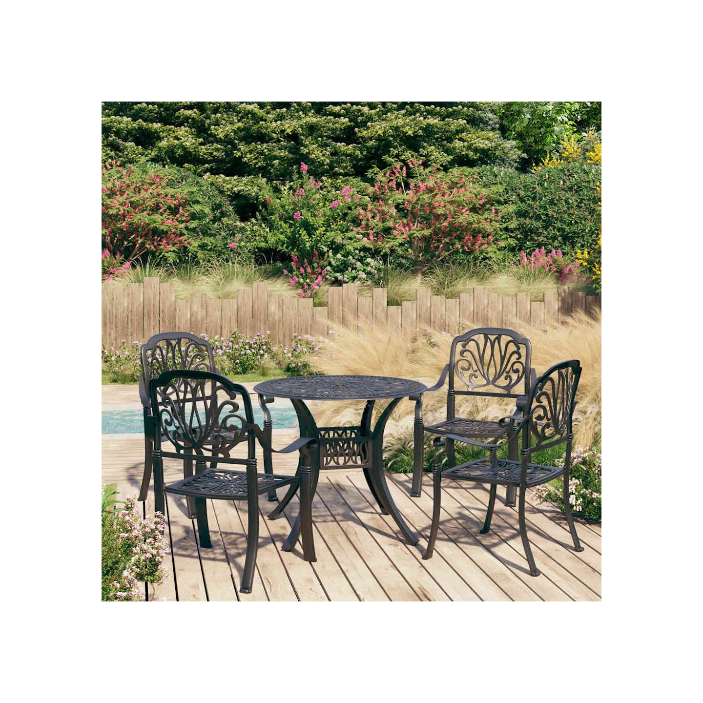 Ensemble de bistro 5 pcs Aluminium coulé Noir