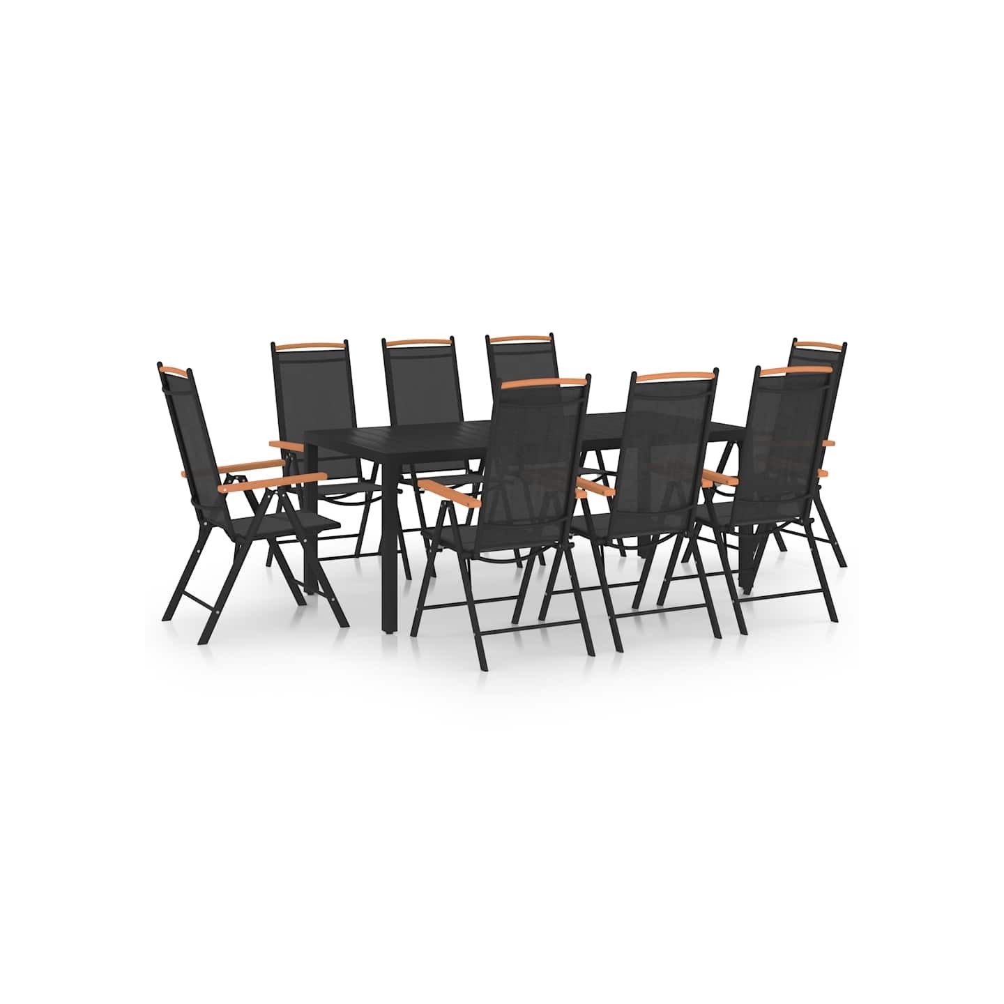 Ensemble à manger de jardin 9 pcs aluminium noir