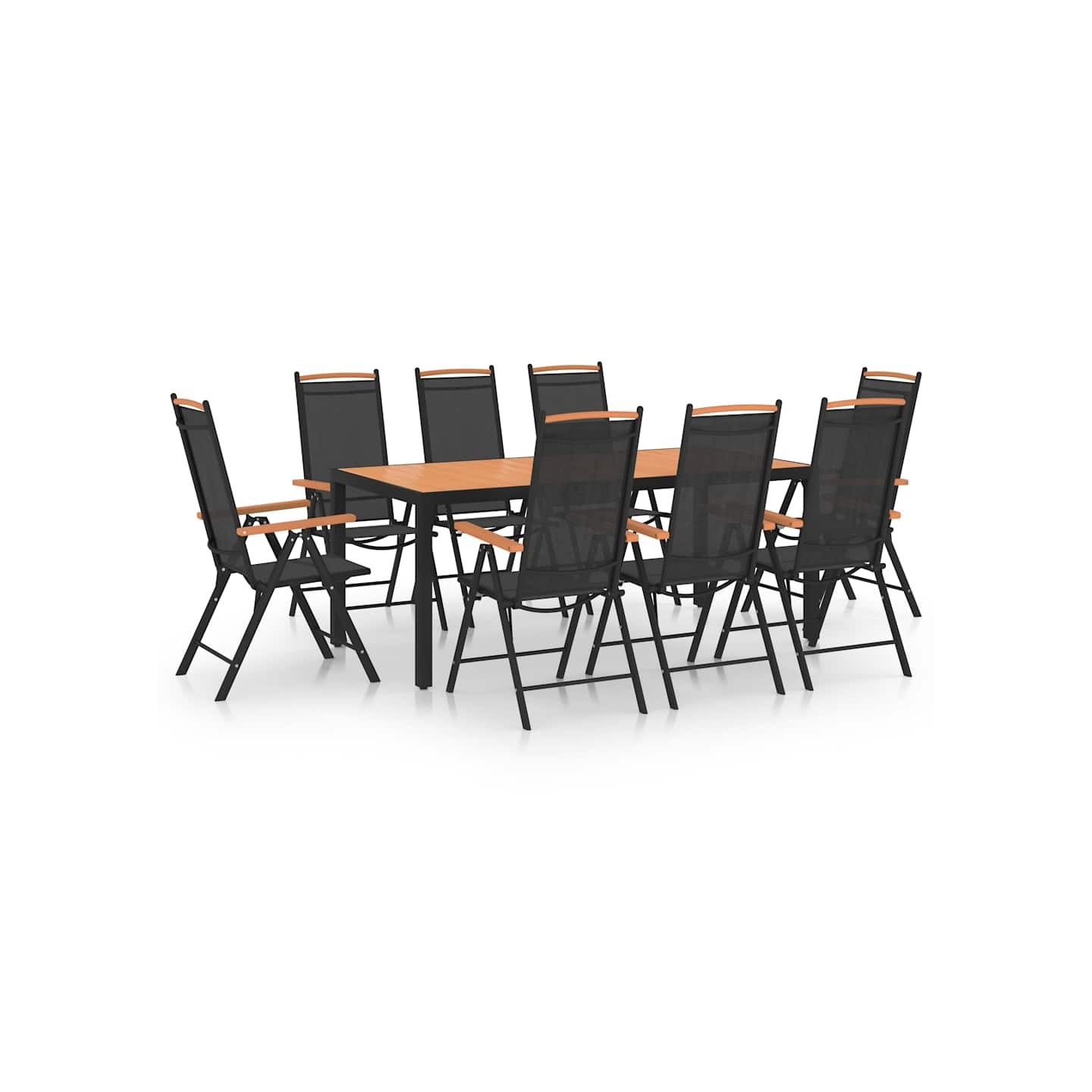 Ensemble à manger de jardin 9 pcs aluminium noir