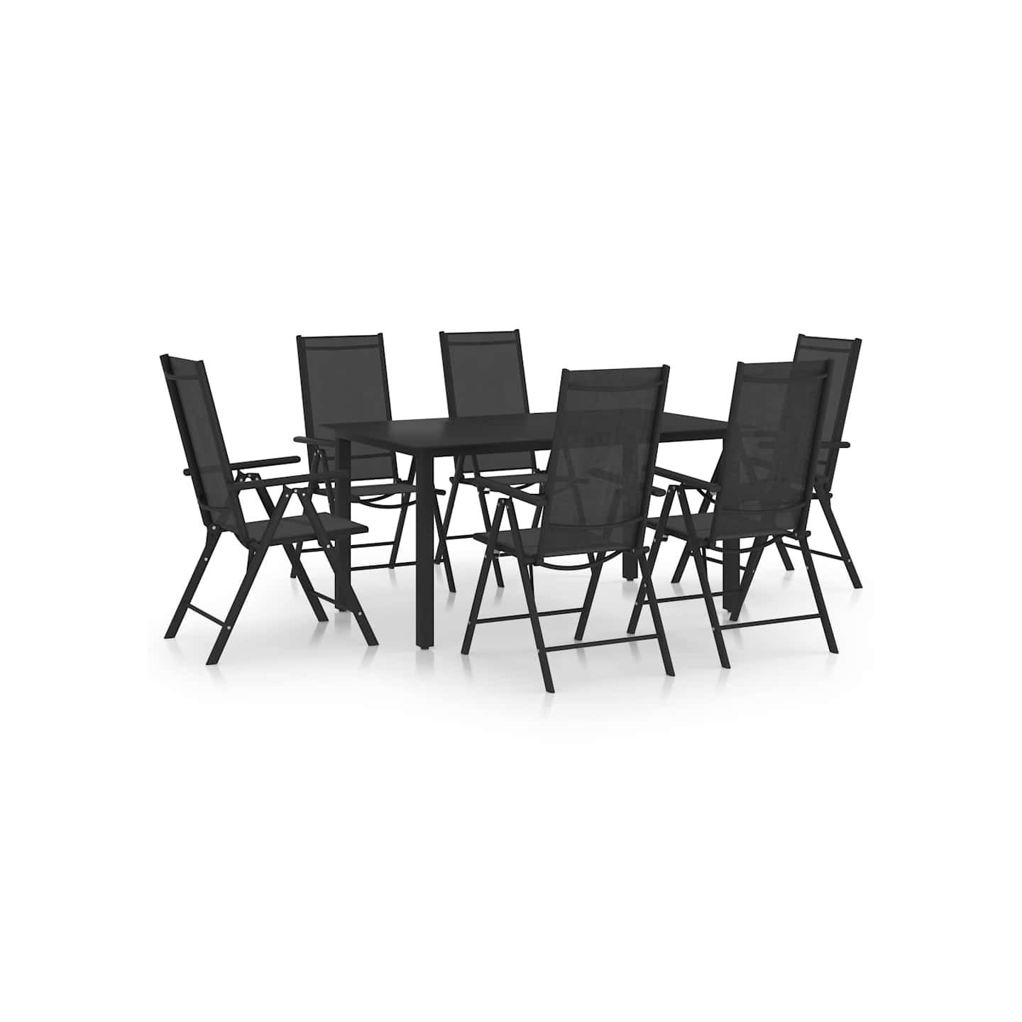 Ensemble à manger de jardin 7 pcs aluminium noir