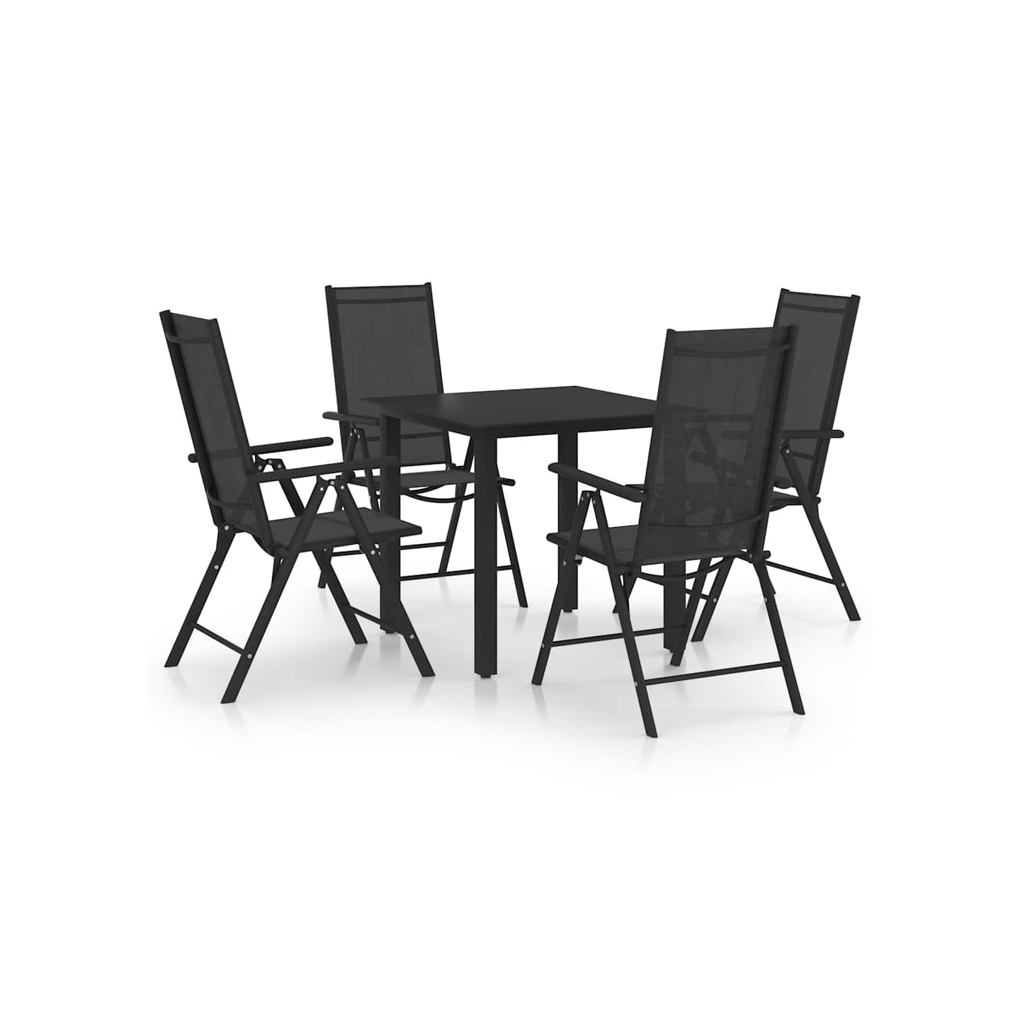Ensemble à manger de jardin 5 pcs Aluminium Noir