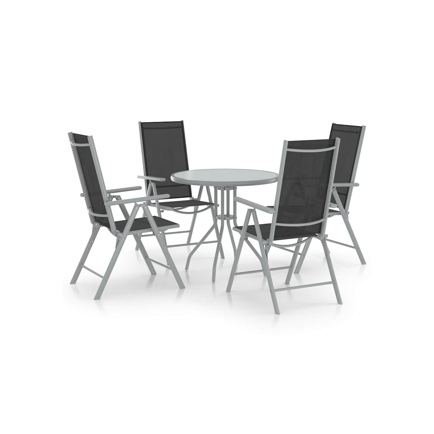 Ensemble à manger de jardin 5pcs aluminium et textilène argenté